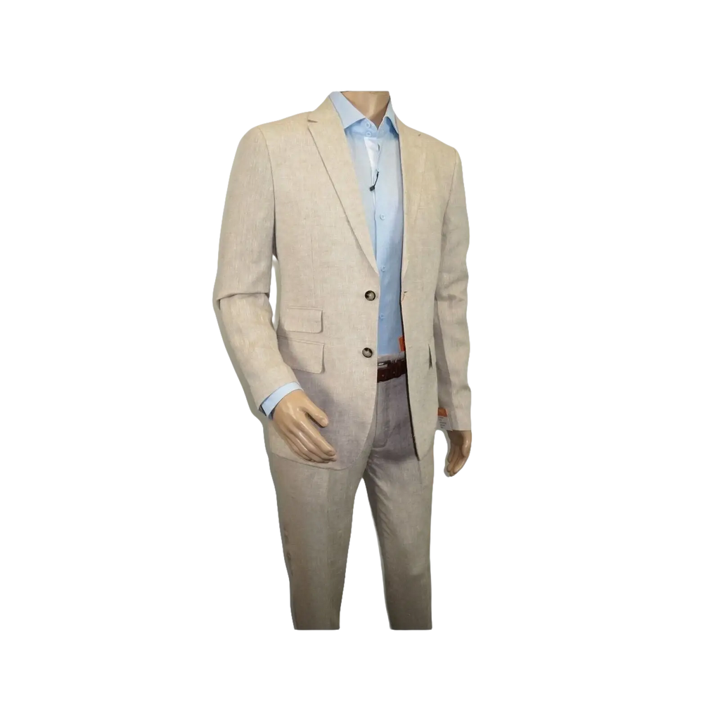 Men Premium 100% Linen Cocktail Suit by INSERCH Breathable and cool SU880 Tan - J.Valintin Men's Wear Legend - 100647