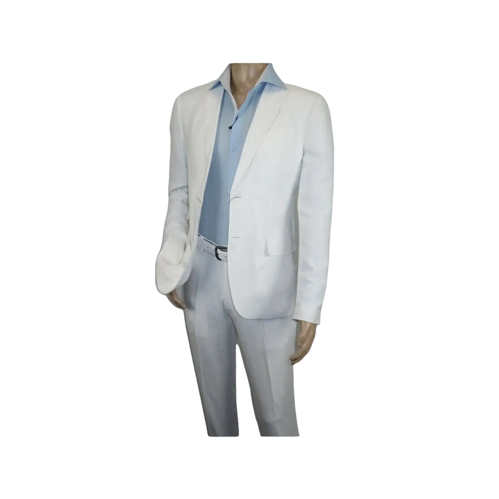 Men Premium 100% Linen Cocktail Suit by INSERCH Breathable and cool SU880 White - J.Valintin Men's Wear Legend - 100640