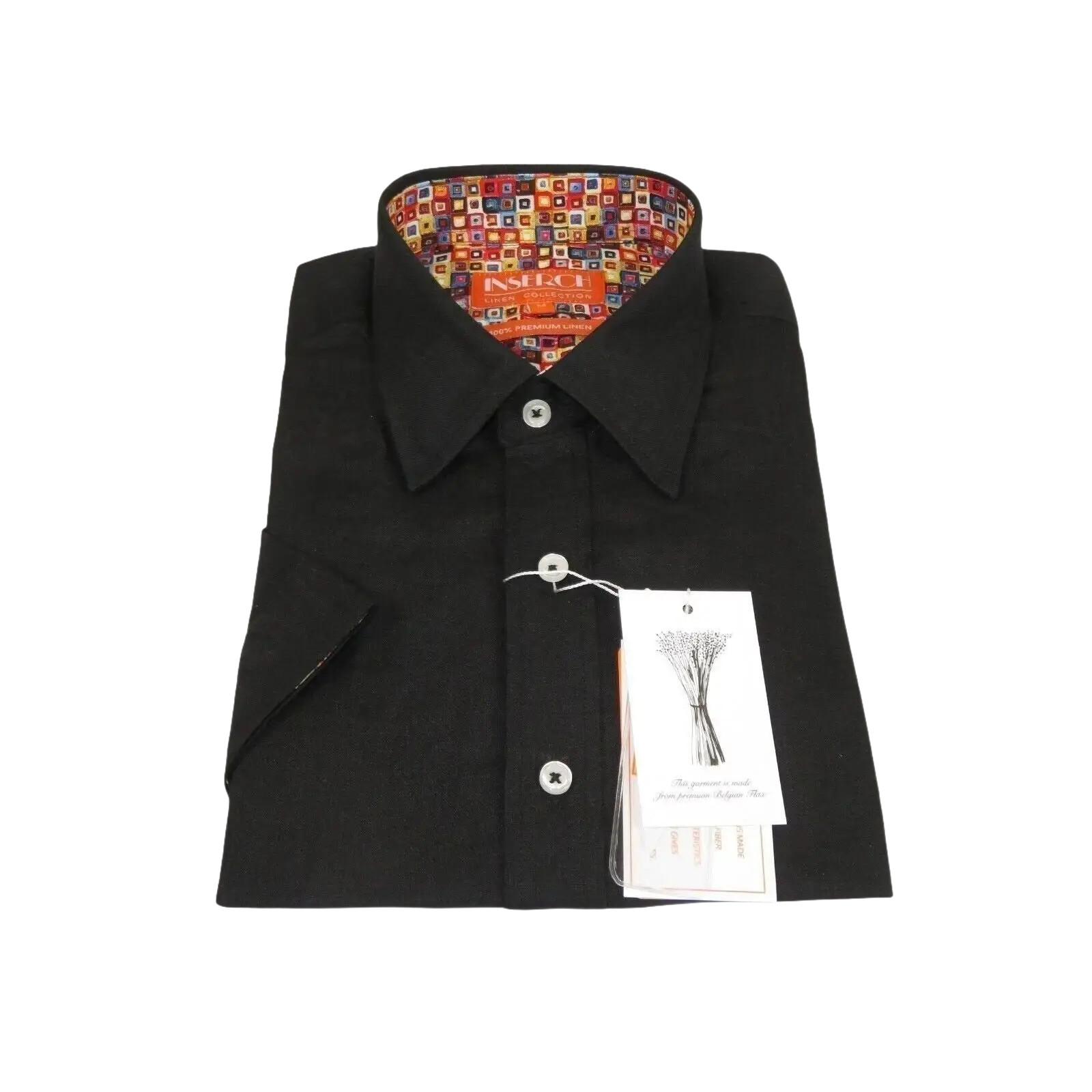 Men Premium Quality Soft Linen Sports Shirt By INSERCH Short Sleeves SS717 Black - J.Valintin Men's Wear Legend - 100716