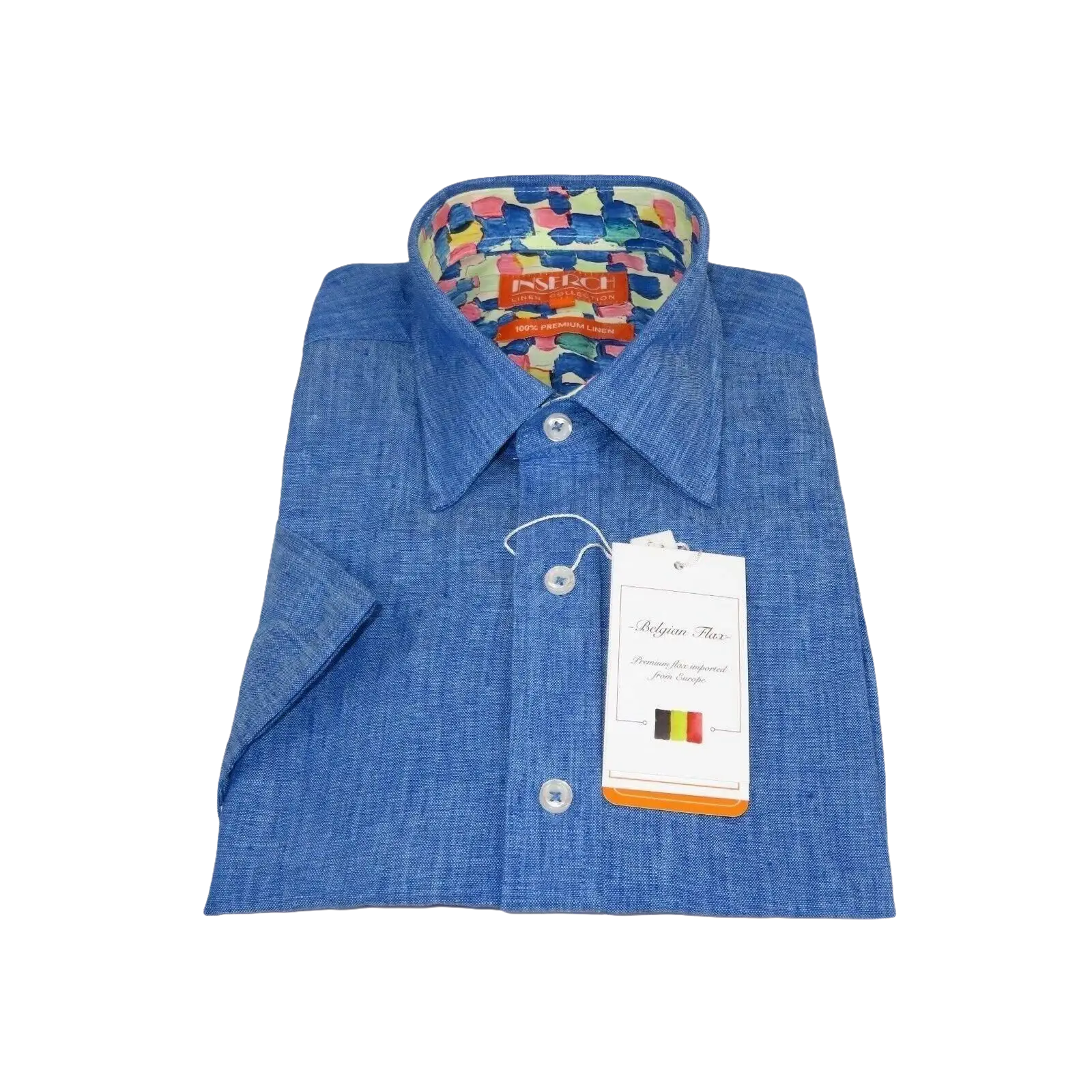 Men Premium Quality Soft Linen Sports Shirt By INSERCH Short Sleeves SS717 Blue - J.Valintin Men's Wear Legend - 100728