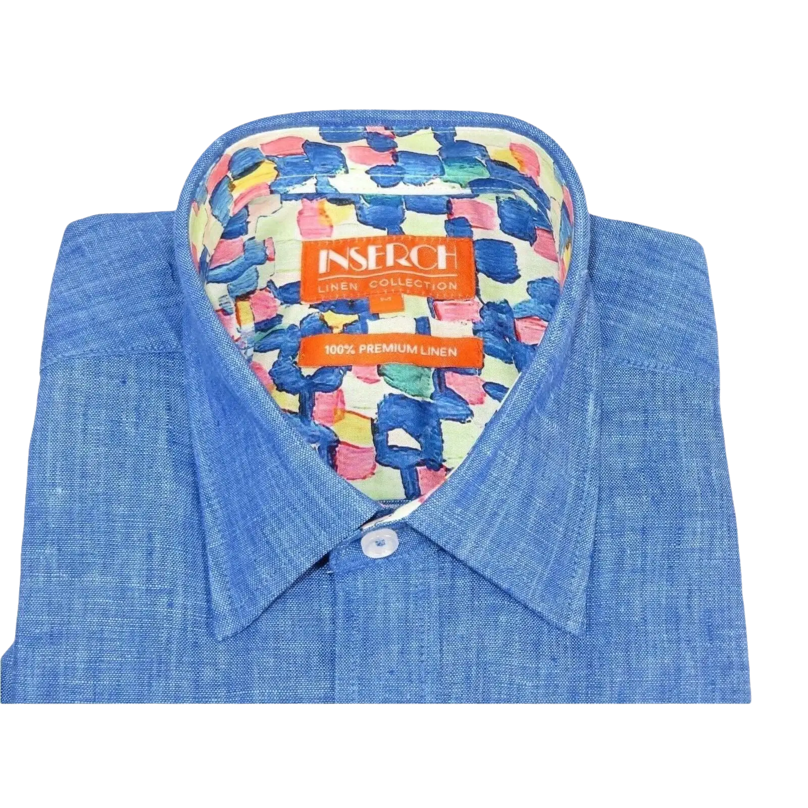 Men Premium Quality Soft Linen Sports Shirt By INSERCH Short Sleeves SS717 Blue - J.Valintin Men's Wear Legend - 100728