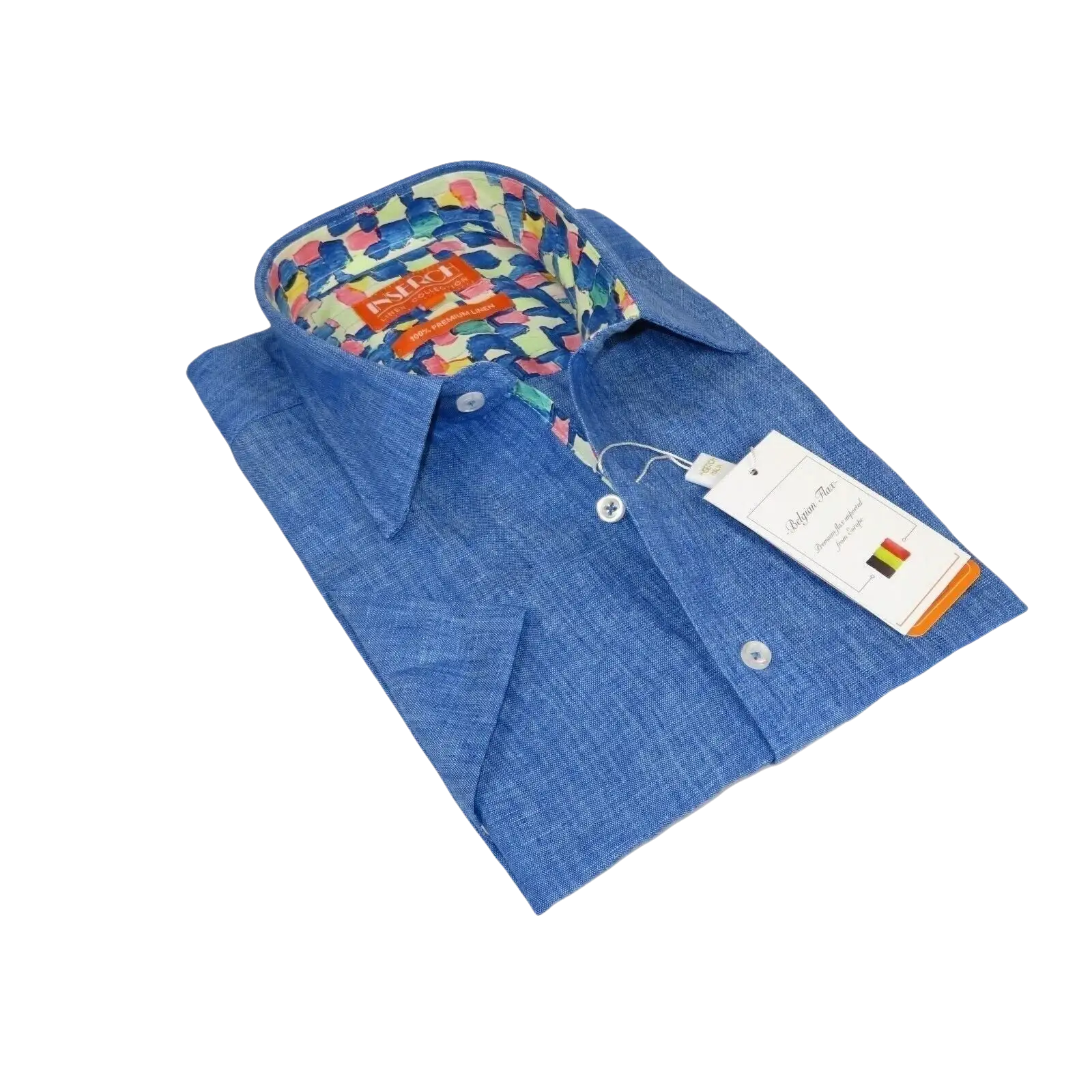 Men Premium Quality Soft Linen Sports Shirt By INSERCH Short Sleeves SS717 Blue - J.Valintin Men's Wear Legend - 100728