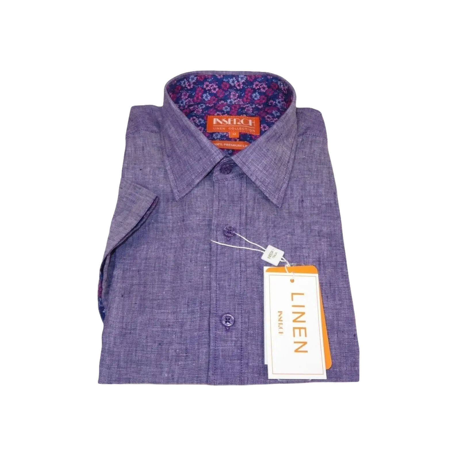 Men Premium Quality Soft Linen Sports Shirt INSERCH Short Sleeves SS717 Purple - J.Valintin Men's Wear Legend - 100722
