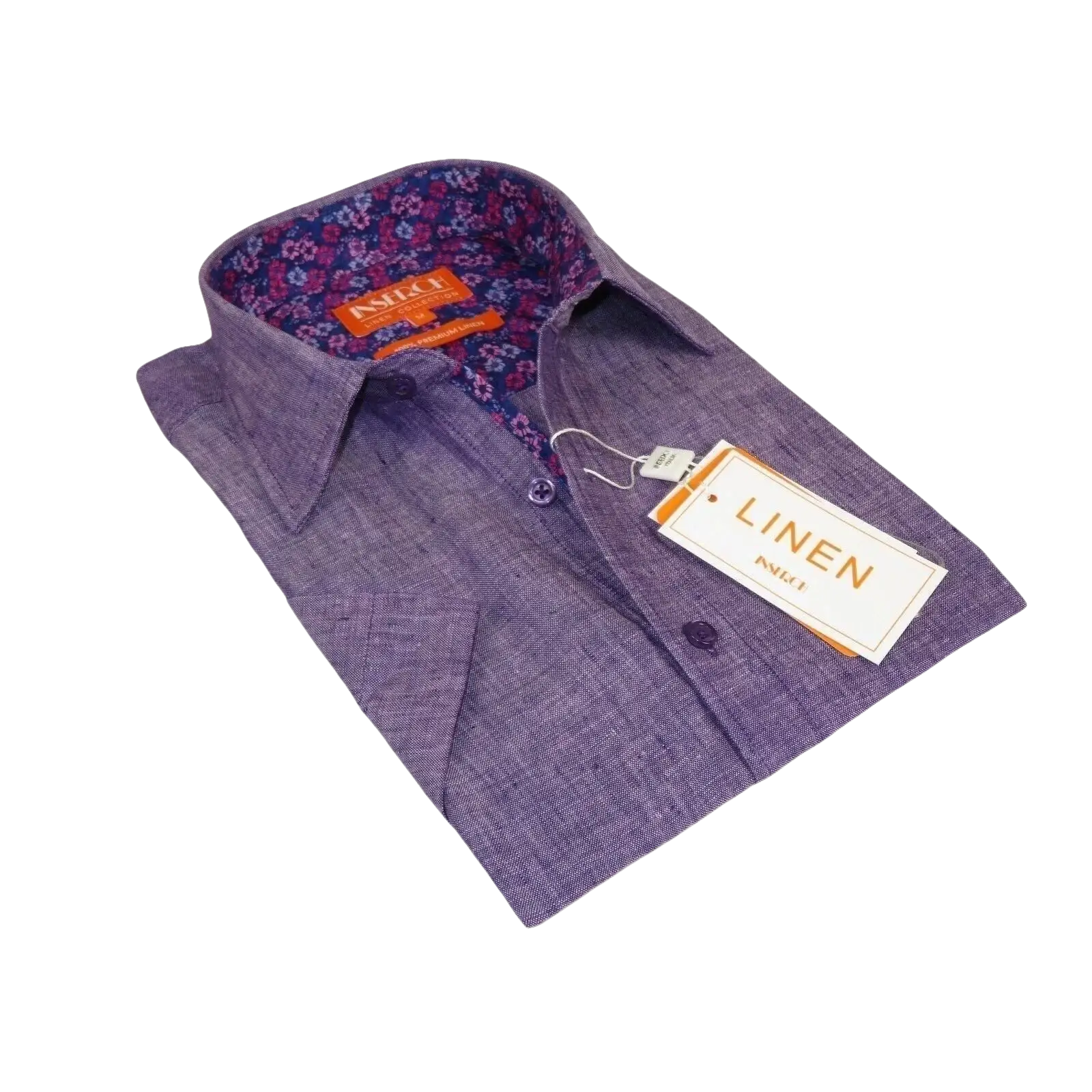Men Premium Quality Soft Linen Sports Shirt INSERCH Short Sleeves SS717 Purple - J.Valintin Men's Wear Legend - 100722