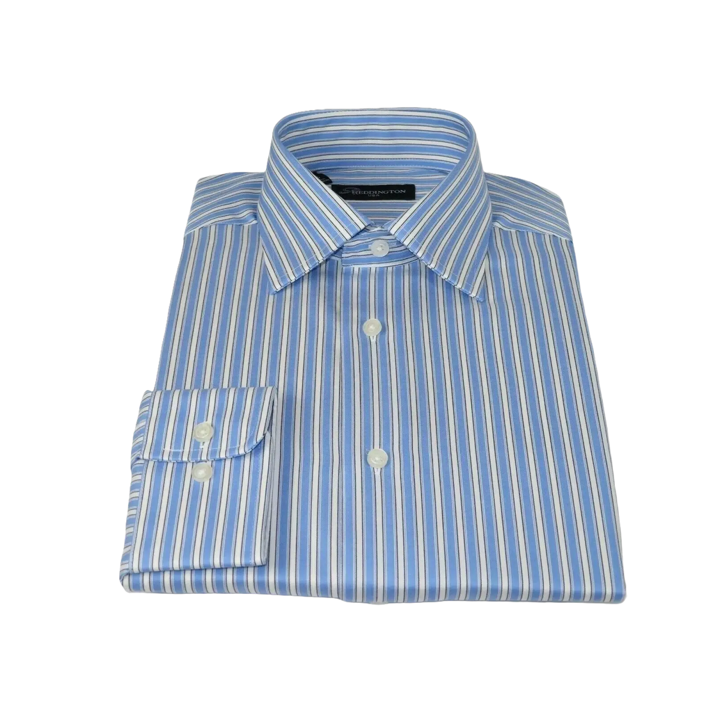 Men Reddington 100% Cotton Dress Sports shirt Regular Modern fit 175 Blue Stripe - J.Valintin Men's Wear Legend - 4420