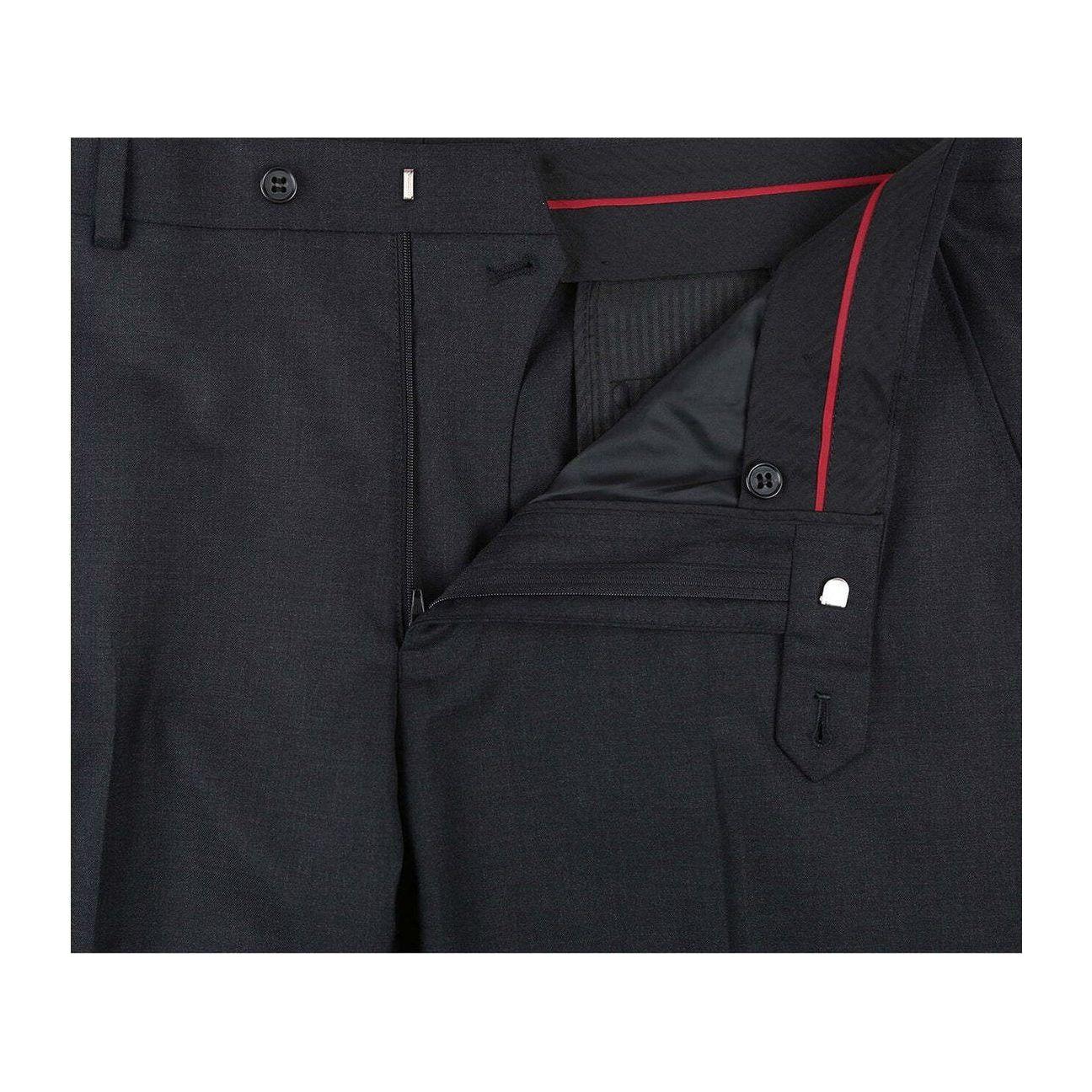 Men Renoir Flat Front Pants 100% Wool Super 140's Classic Fit 555 - 3 Charcoal - J.Valintin Men's Wear Legend - 555 - 3 30 p