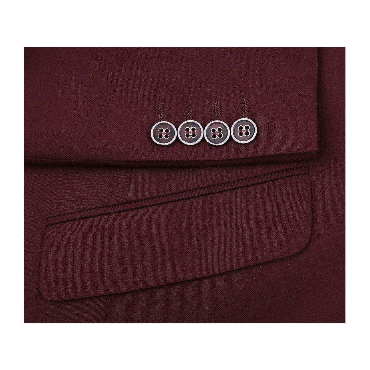 Men RENOIR suit Solid 2 Button Business Formal All Purpose Slim Fit 201 - 8 Wine - J.Valintin Men's Wear Legend - 97525