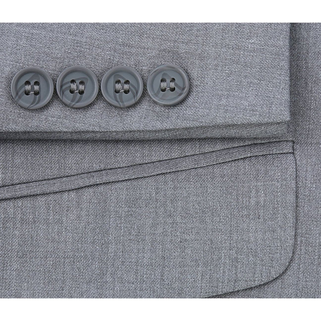 Men RENOIR suit Solid Two Button Business or Formal Slim Fit 202 - 2 Light gray - J.Valintin Men's Wear Legend - 202 - 2 - Lt Gray - 36S