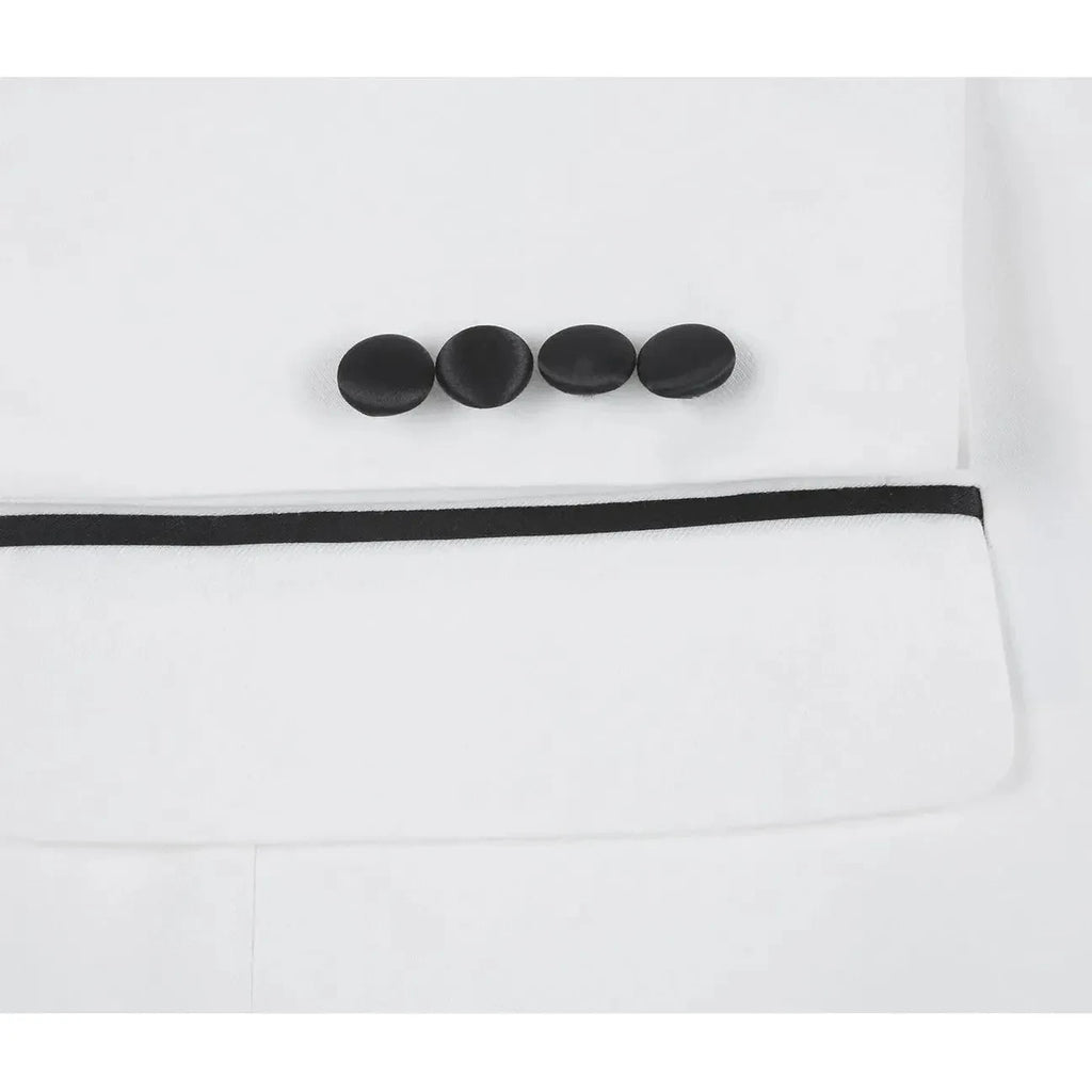 Men Renoir Tuxedo One Button Shawl Satin Lapel Formal Slim 201 - 16 Ivory/Black - J.Valintin Men's Wear Legend - 201 - 16 Shawl - 36S