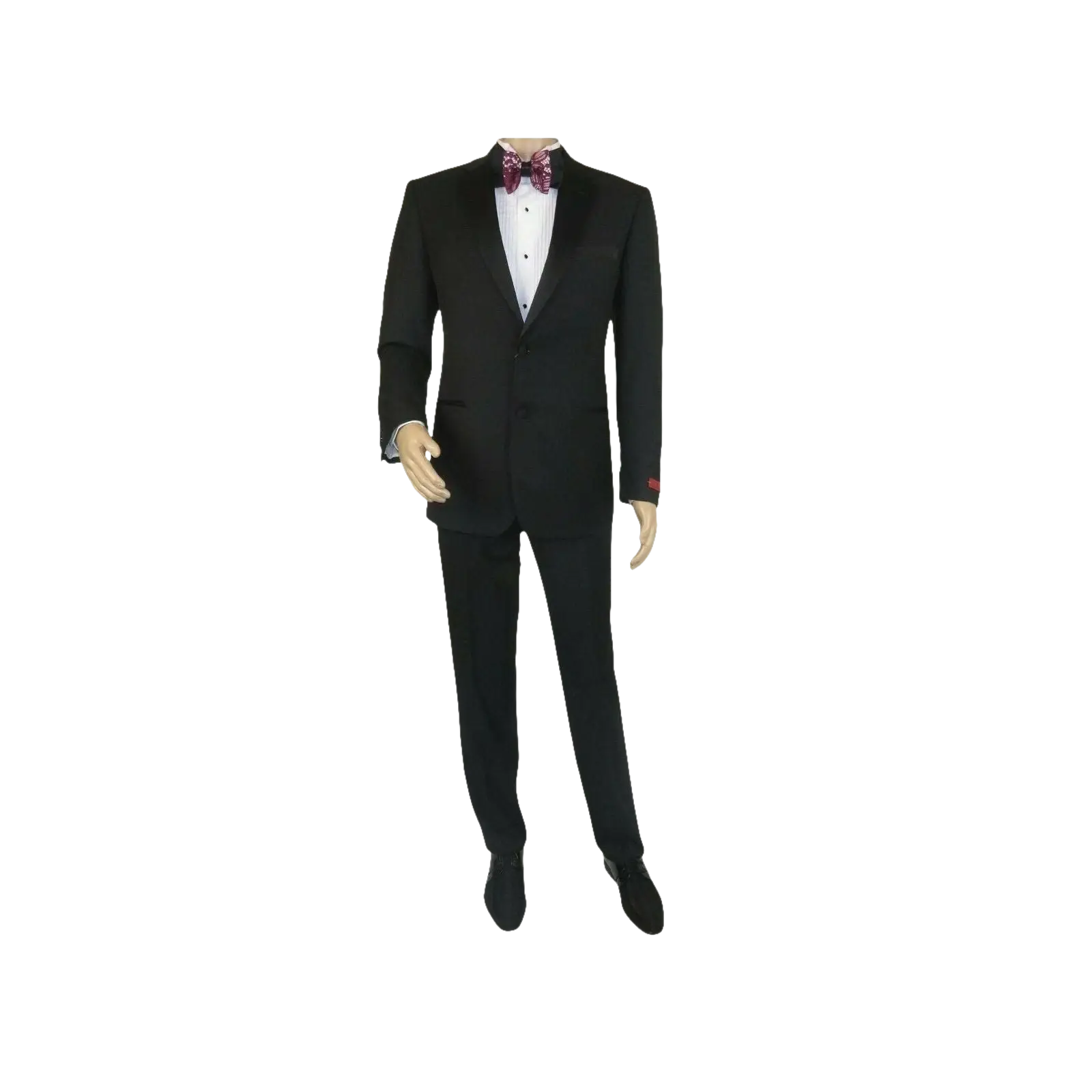 Men Renoir Tuxedo Two Button Notch Formal Satin Lapel Classic Fit 201 - 1 Black - J.Valintin Men's Wear Legend - 21662