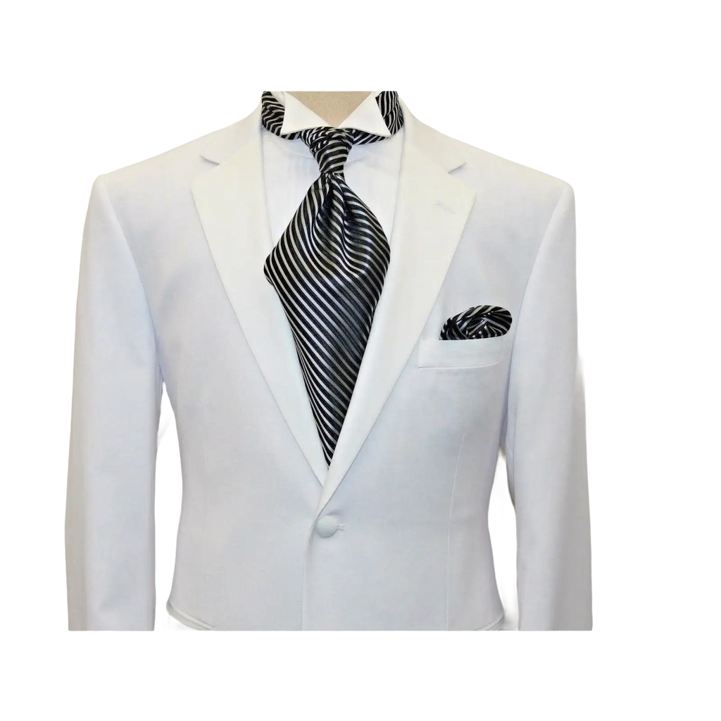 Men Renoir Tuxedo Two Button Notch Formal with Satin Lapel trims 201 - 6 White - J.Valintin Men's Wear Legend - 21682