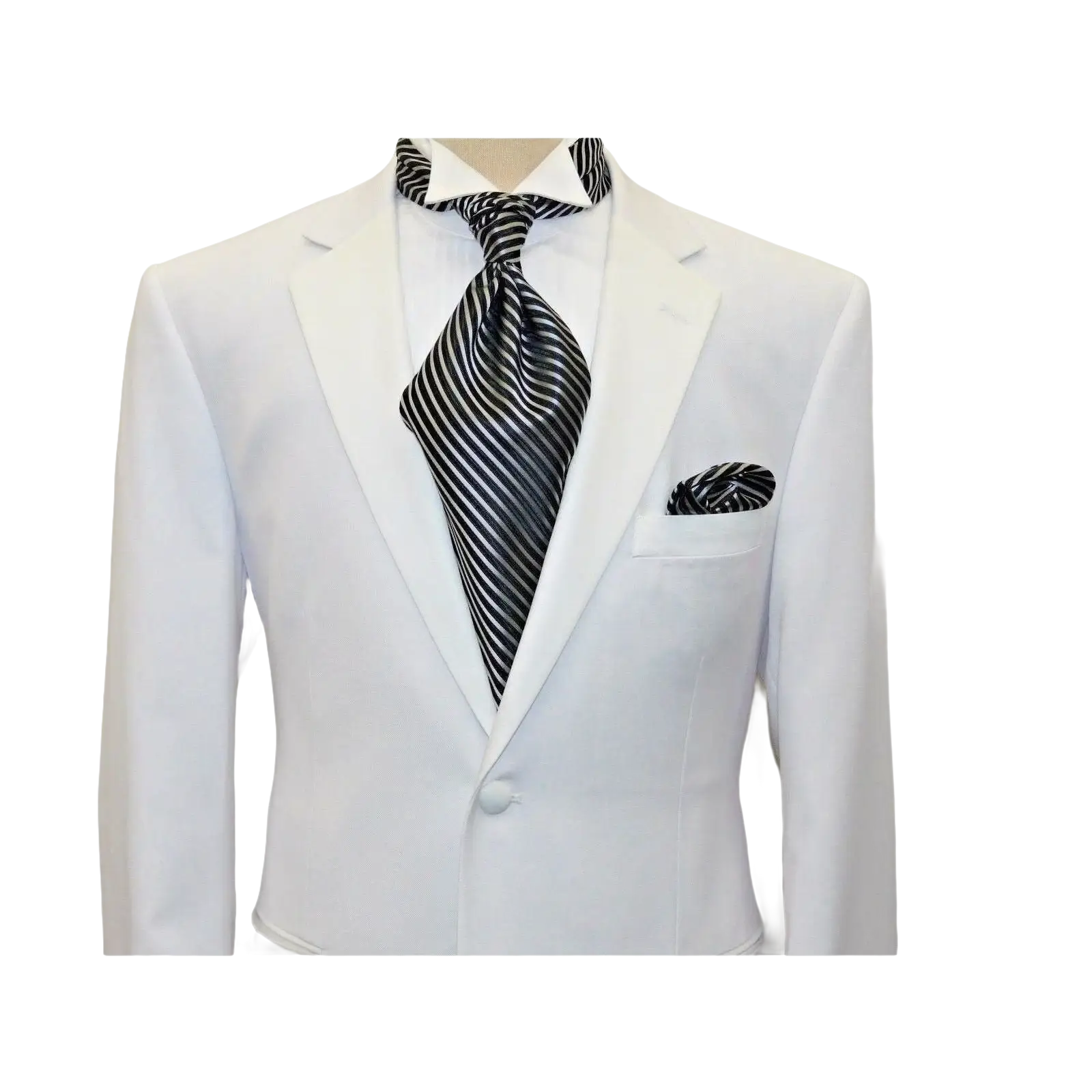Men Renoir Tuxedo Two Button Notch Formal with Satin Lapel trims 201 - 6 White - J.Valintin Men's Wear Legend - 21682