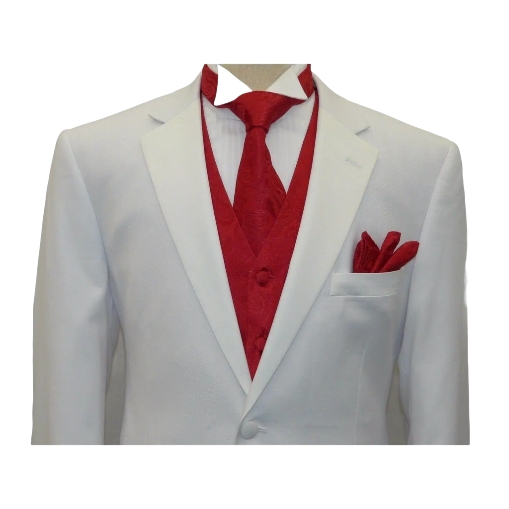 Men Renoir Tuxedo Two Button Notch Formal with Satin Lapel trims 201 - 6 White - J.Valintin Men's Wear Legend - 21682