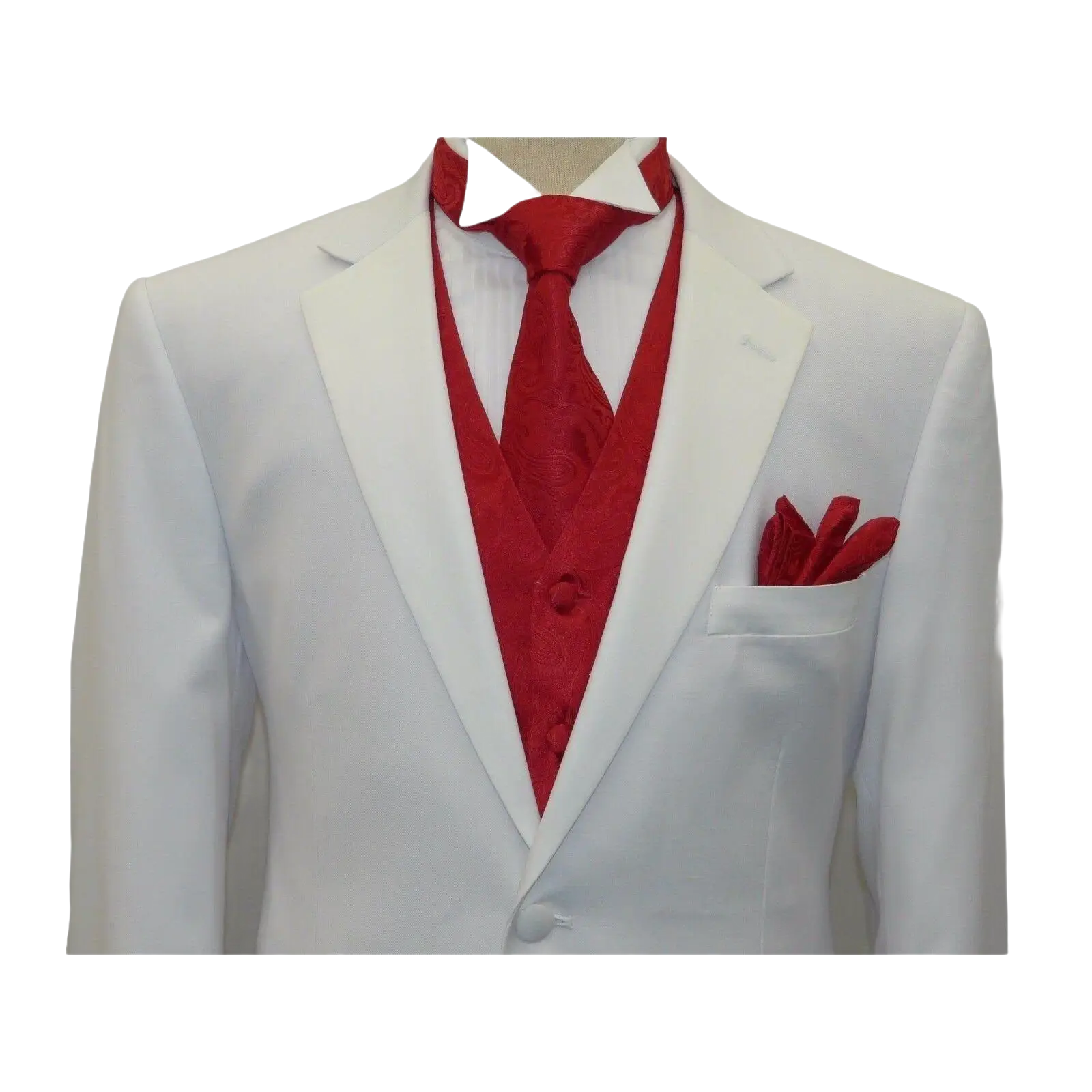 Men Renoir Tuxedo Two Button Notch Formal with Satin Lapel trims 201 - 6 White - J.Valintin Men's Wear Legend - 21682