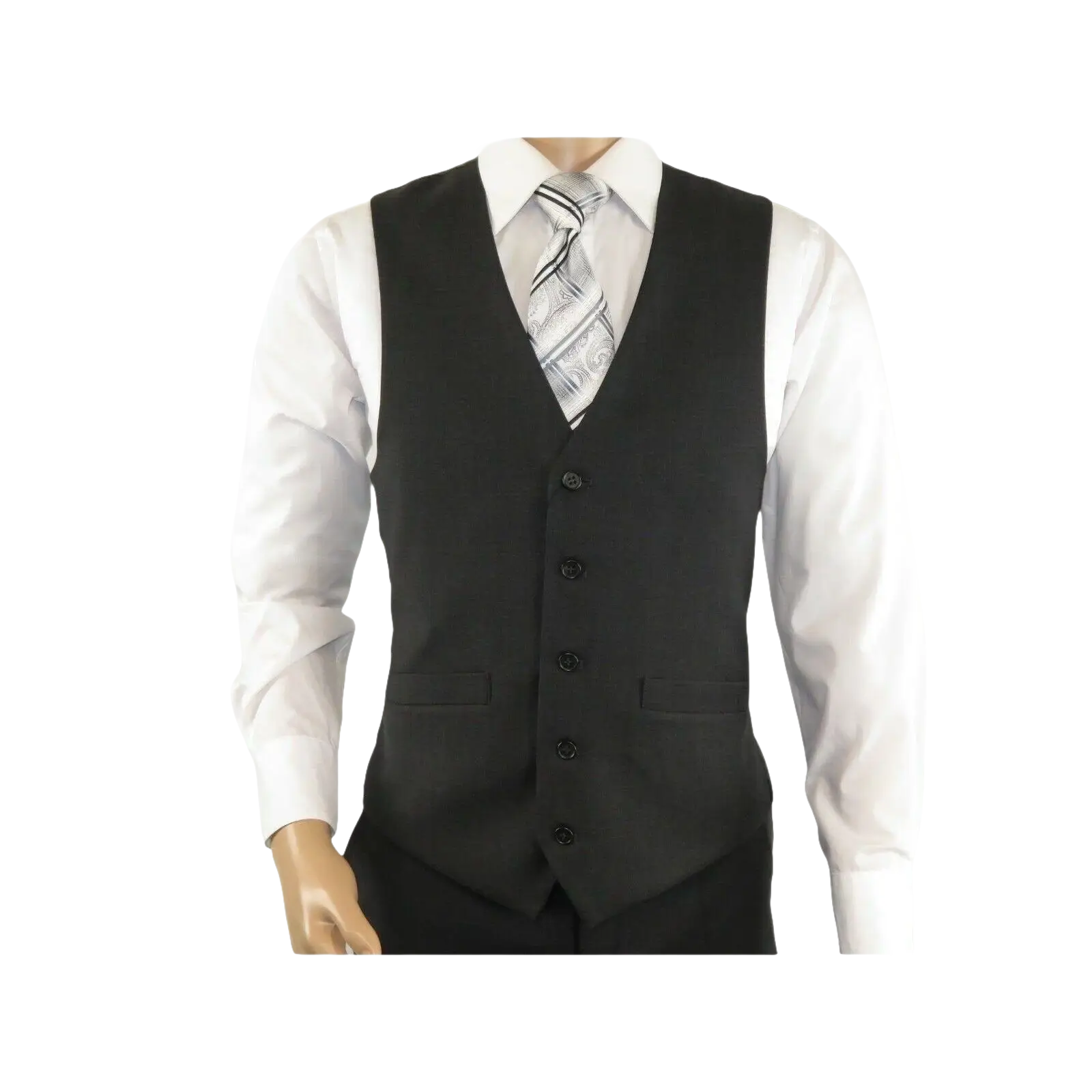 Men RENOIR Vest Wool 140 Adjustable ,V - Neck 2 Pocket Fully lined 555 - 3 Charcoal - J.Valintin Men's Wear Legend - 80089