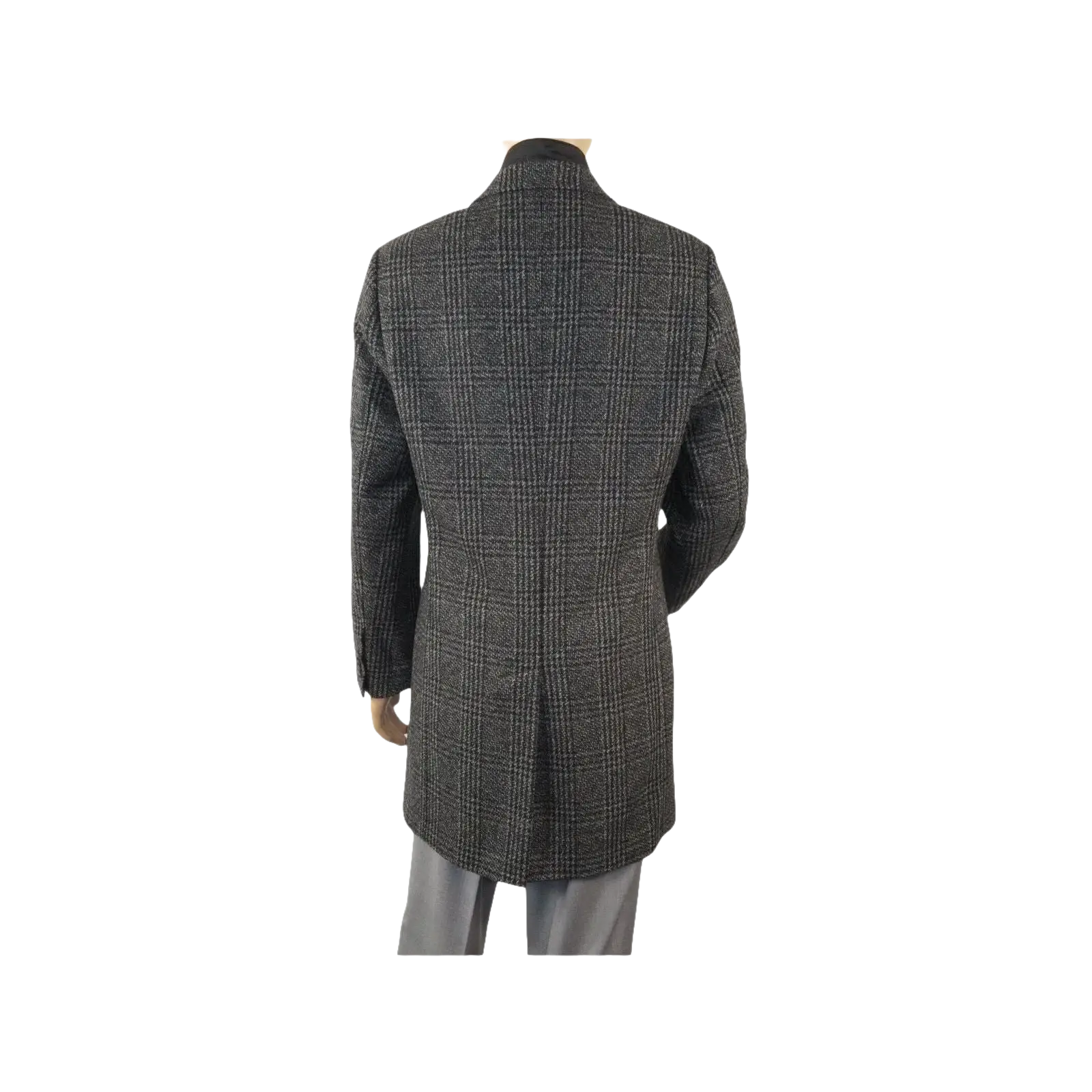 Men RENOIR Wool Blend Black White Plaid 3/4 Length Winter Coat W/Liner 43 - 18 - 095 - J.Valintin Men's Wear Legend - 19053