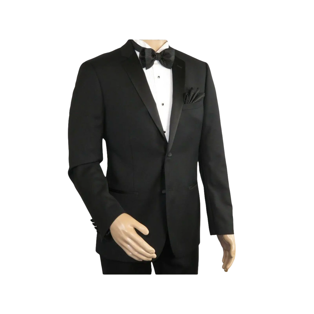 Men Renoir Wool Wedding Tuxedo Two Button Notch Formal Classic Fit 508 - 1 Black - J.Valintin Men's Wear Legend - 80386