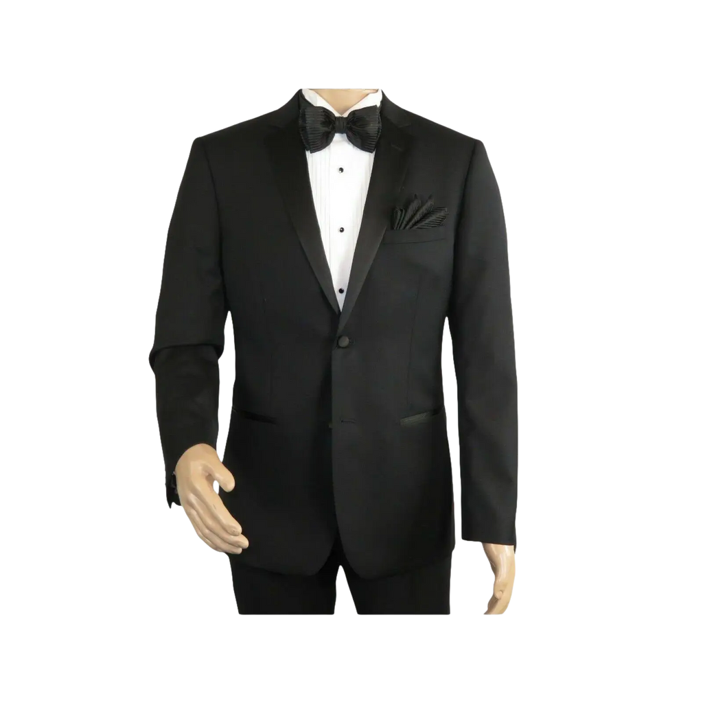 Men Renoir Wool Wedding Tuxedo Two Button Notch Formal Classic Fit 508 - 1 Black - J.Valintin Men's Wear Legend - 80386