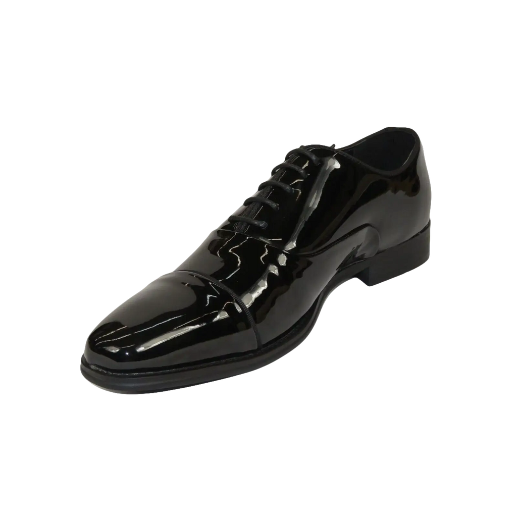 Men Santino Luciano Formal Dress Shoes Patent Leather Shiny Lace up C384 Black - J.Valintin Men's Wear Legend - 100825
