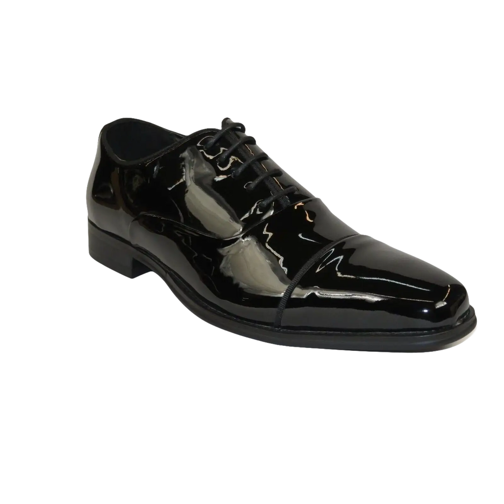 Men Santino Luciano Formal Dress Shoes Patent Leather Shiny Lace up C384 Black - J.Valintin Men's Wear Legend - 100825