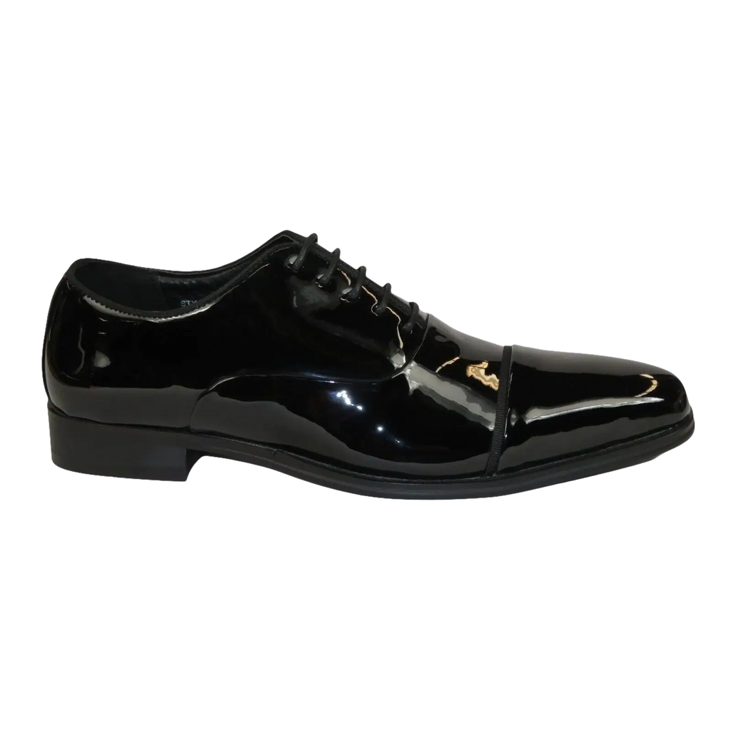 Men Santino Luciano Formal Dress Shoes Patent Leather Shiny Lace up C384 Black - J.Valintin Men's Wear Legend - 100825