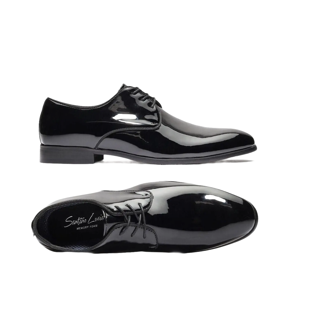 Men Santino Luciano Formal Dress Shoes Patent Leather Shiny Lace up F414 Black - J.Valintin Men's Wear Legend - 99038