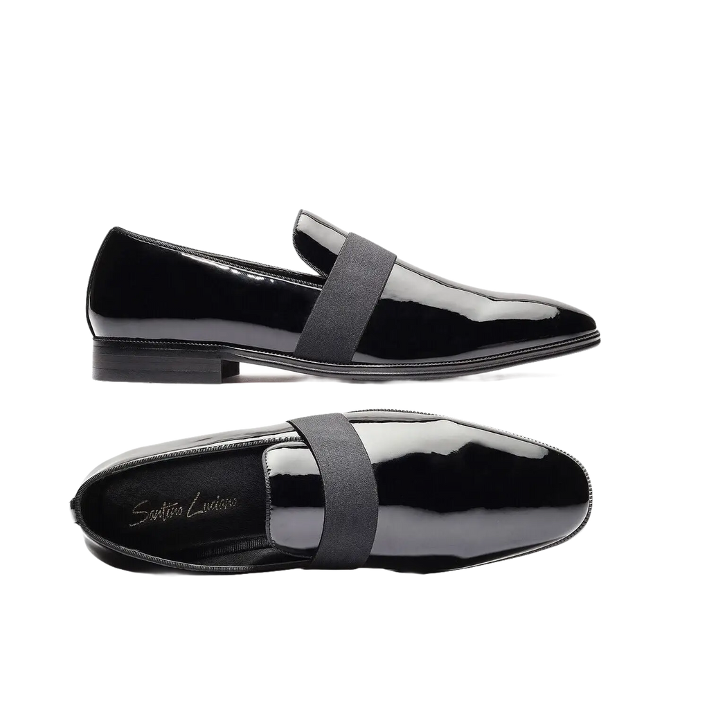 Men Santino Luciano Formal Shoes Patent Leather Shiny Slip on Loafer C356 Black - J.Valintin Men's Wear Legend - 99030