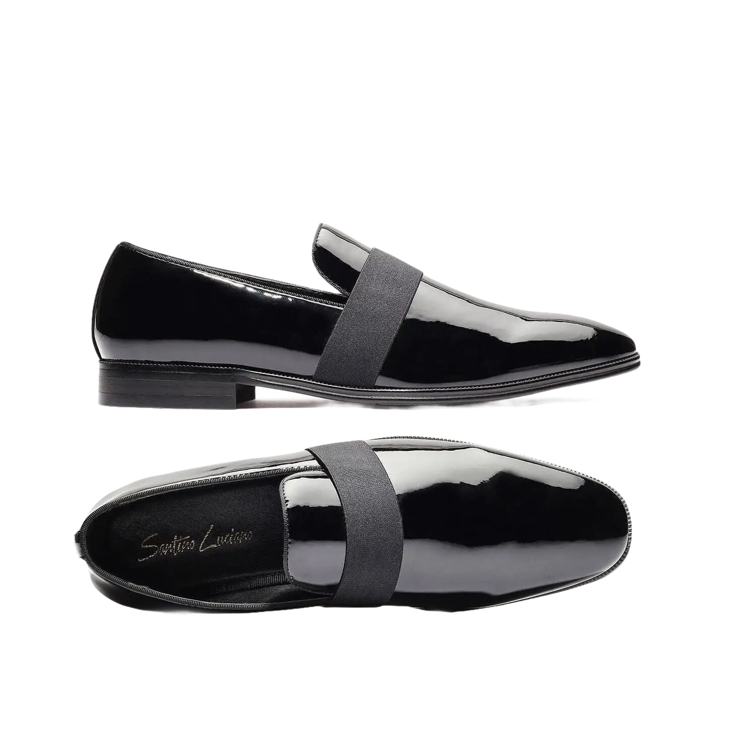 Men Santino Luciano Formal Shoes Patent Leather Shiny Slip on Loafer C356 Black - J.Valintin Men's Wear Legend - 99030