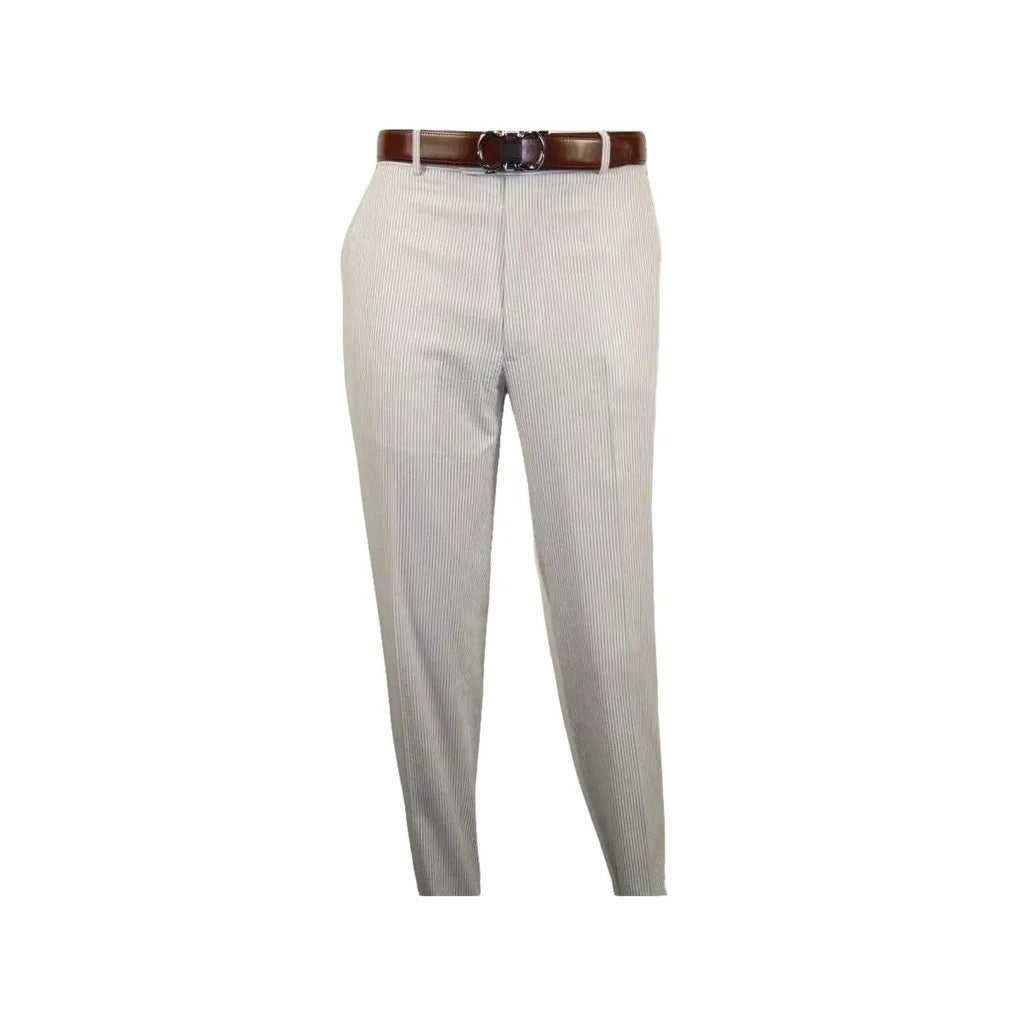 Men Seersucker Suit By Adolfo Stripe Casual Dressy Summer Suit 2 Button C624 Tan - J.Valintin Men's Wear Legend - 108766