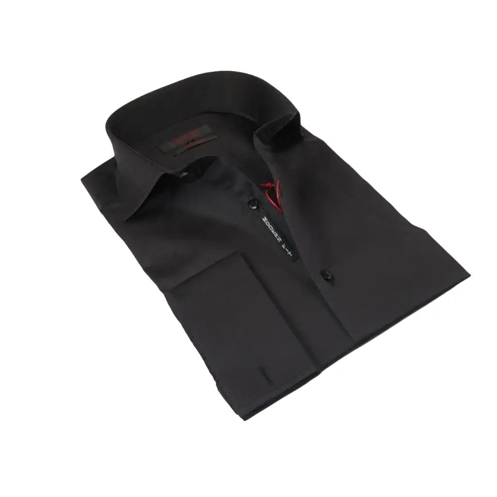 Men Shirt AXXESS Turkey Egyptian Cotton High Collar French Cuffs 224 - 05 Black - J.Valintin Men's Wear Legend - 99293