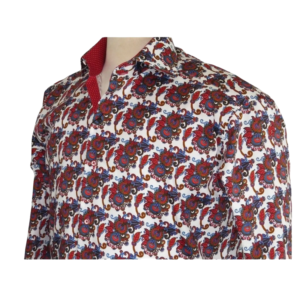 Men Shirt J.Valintin Turkey Egyption Cotton Axxess Style A113 - 10 Christmas Red - J.Valintin Men's Wear Legend - 3633