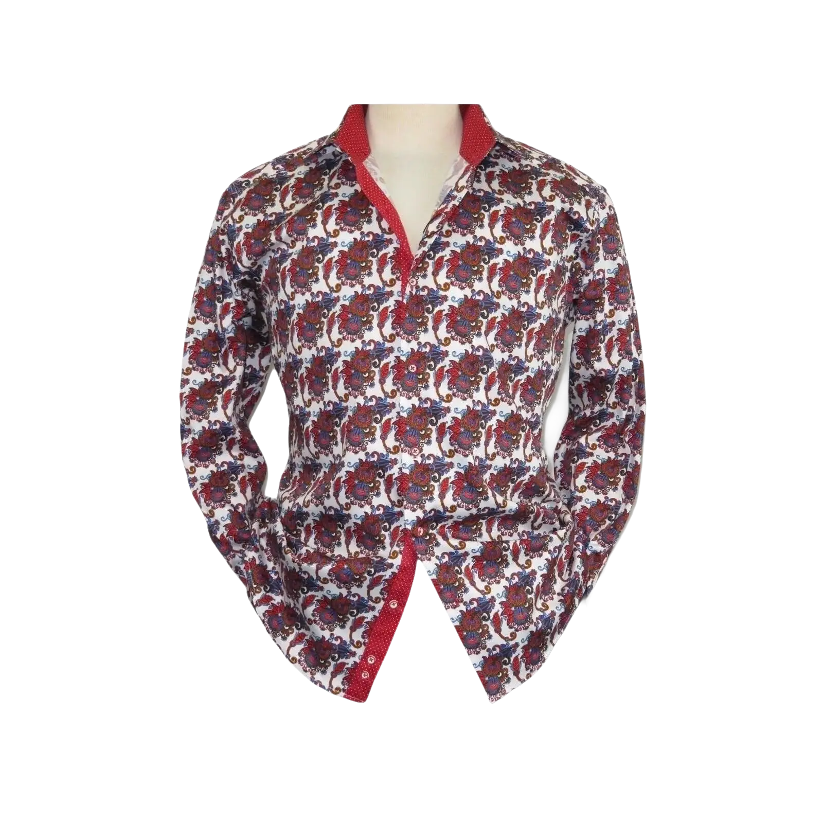 Men Shirt J.Valintin Turkey Egyption Cotton Axxess Style A113 - 10 Christmas Red - J.Valintin Men's Wear Legend - 3633