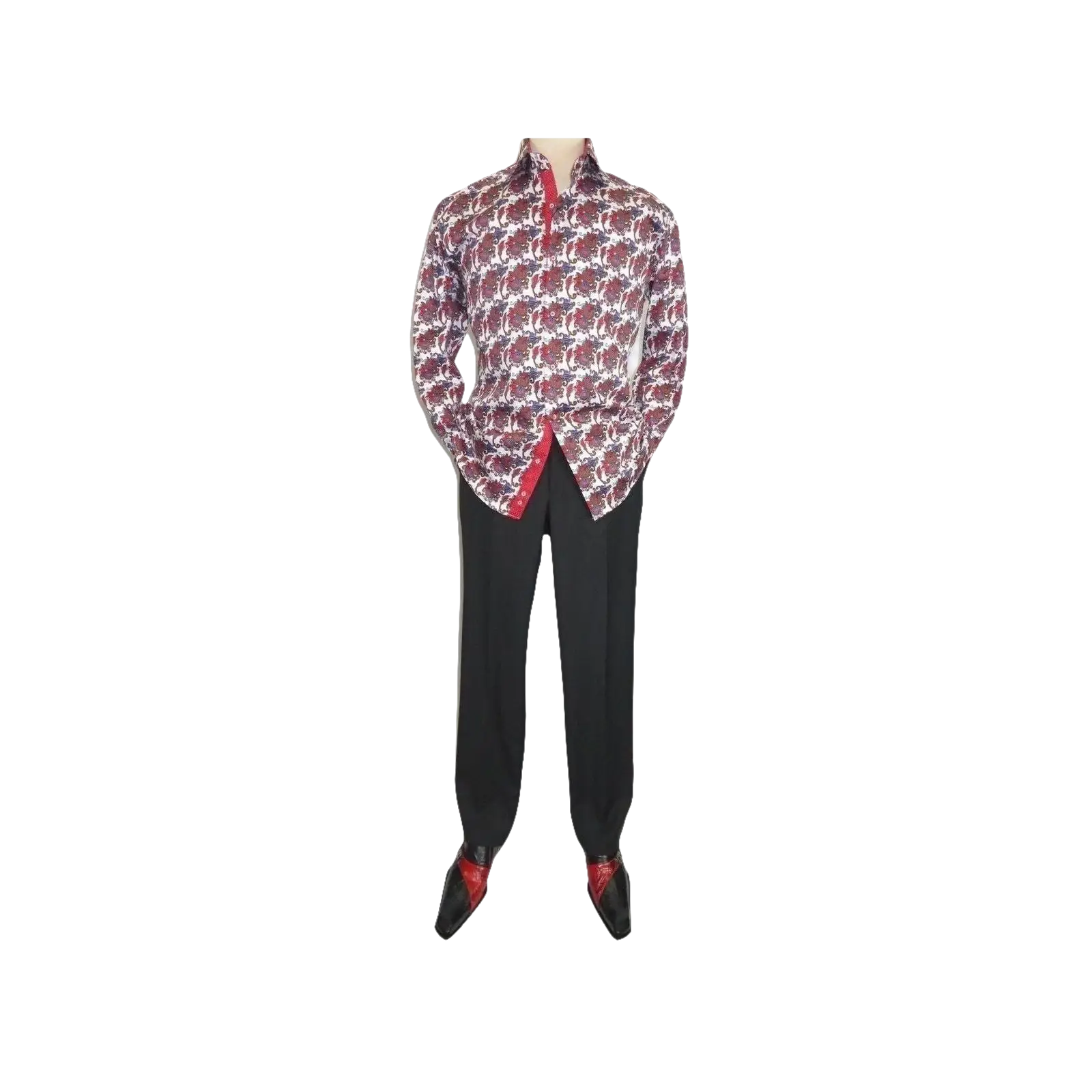 Men Shirt J.Valintin Turkey Egyption Cotton Axxess Style A113 - 10 Christmas Red - J.Valintin Men's Wear Legend - 3633