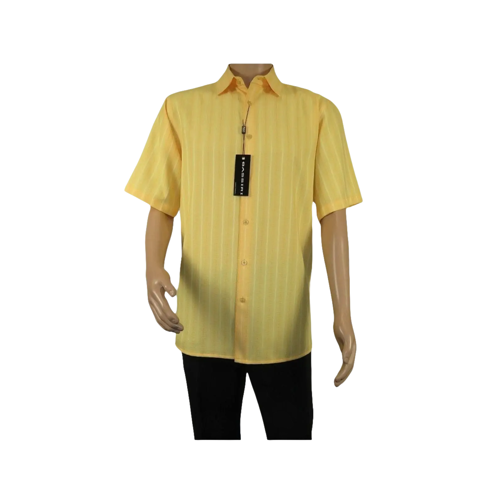Men Short Sleeve Sport Shirt BASSIRI Light Weight Soft Microfiber 48201 Yellow - J.Valintin Men's Wear Legend - 99221