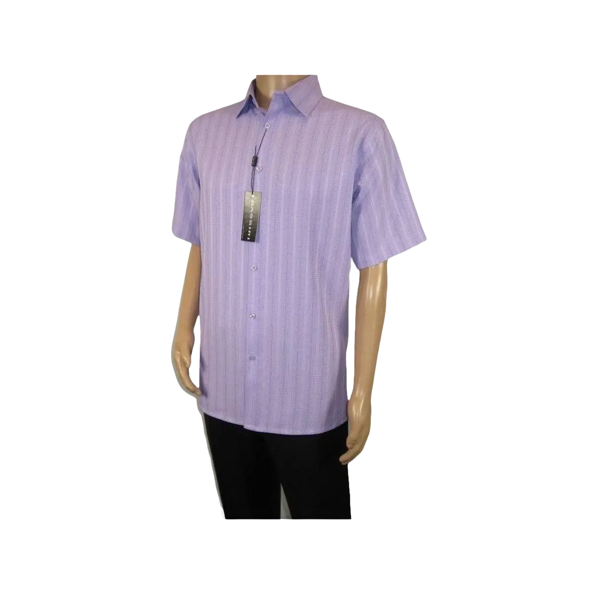 Men Short Sleeve Sport Shirt by BASSIRI Light Weight Soft Microfiber 48271 Lilac - J.Valintin Men's Wear Legend - 99167