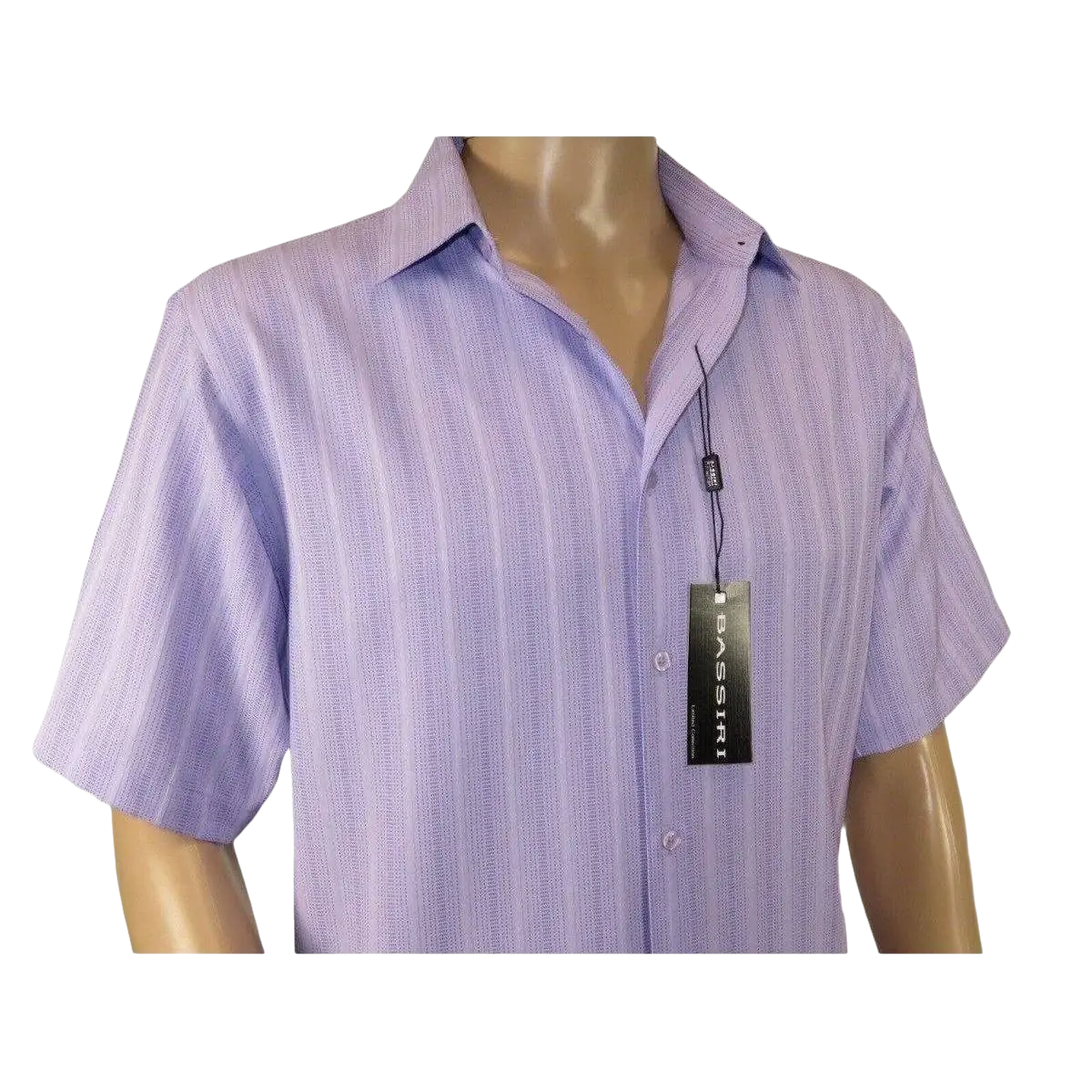 Men Short Sleeve Sport Shirt by BASSIRI Light Weight Soft Microfiber 48271 Lilac - J.Valintin Men's Wear Legend - 99167