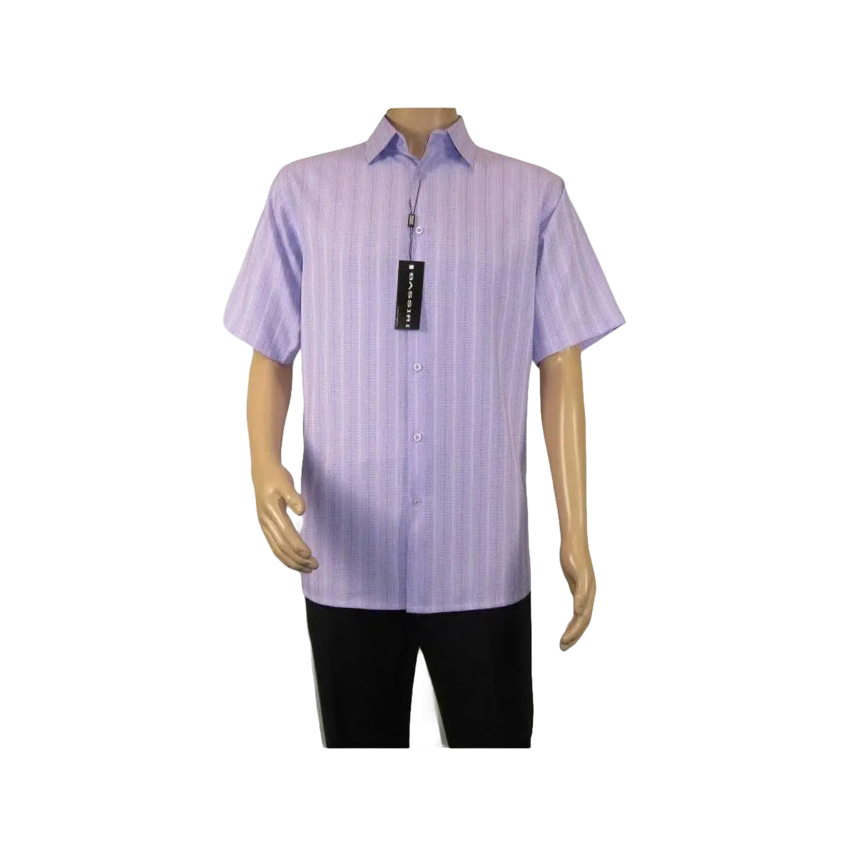 Men Short Sleeve Sport Shirt by BASSIRI Light Weight Soft Microfiber 48271 Lilac - J.Valintin Men's Wear Legend - 99167