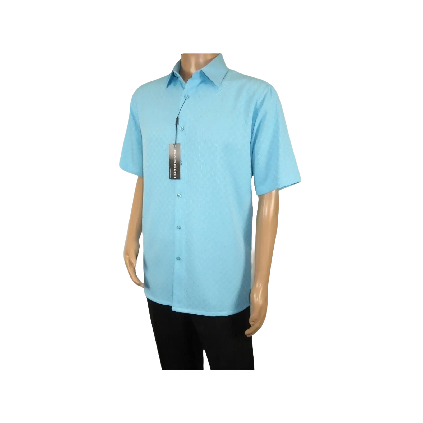 Men Short Sleeve Sport Shirt by BASSIRI Light Weight Soft Microfiber 61981 Teal - J.Valintin Men's Wear Legend - 99185