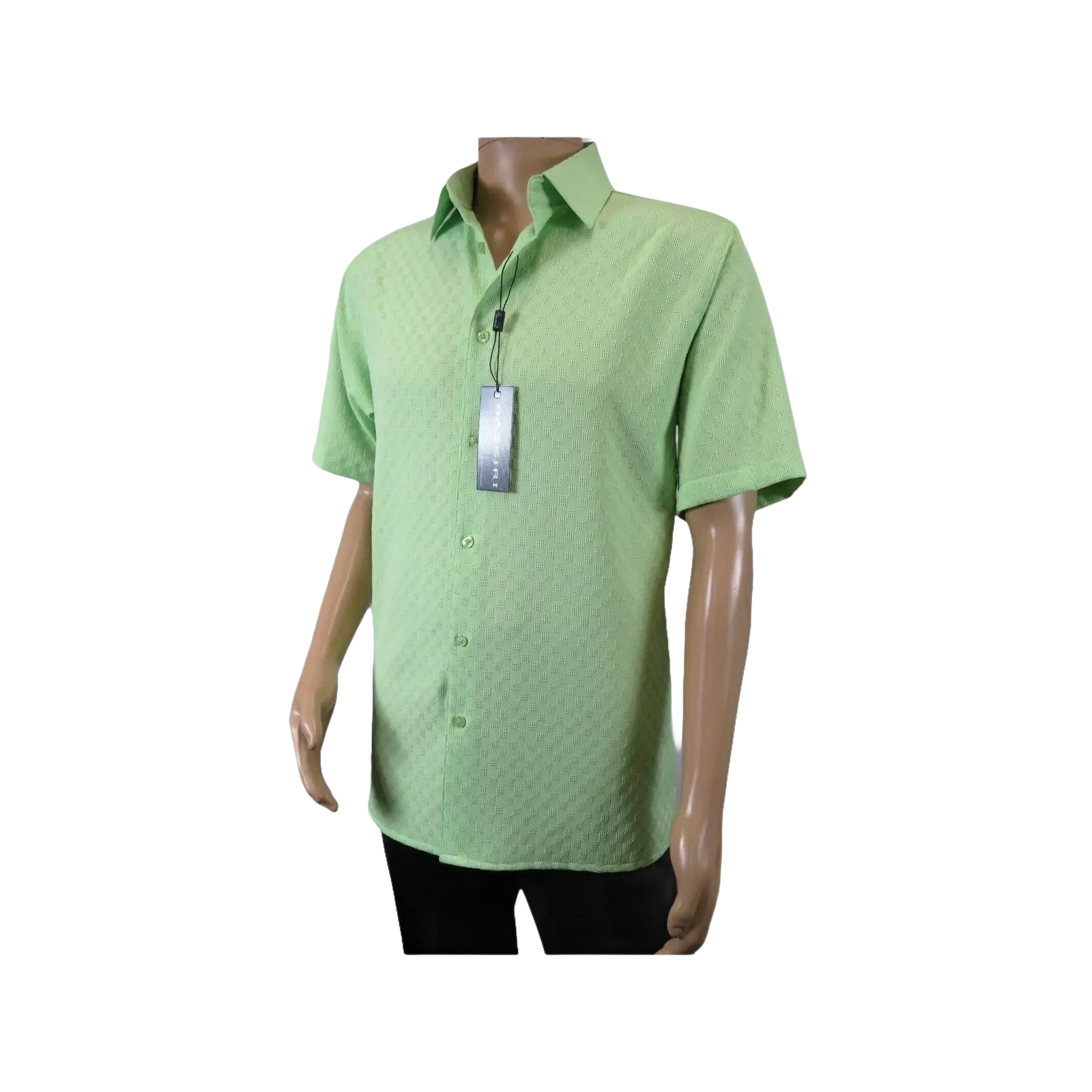 Men Short Sleeve Sport Shirt by BASSIRI Light Weight Soft Microfiber 61991 Green - J.Valintin Men's Wear Legend - 99179