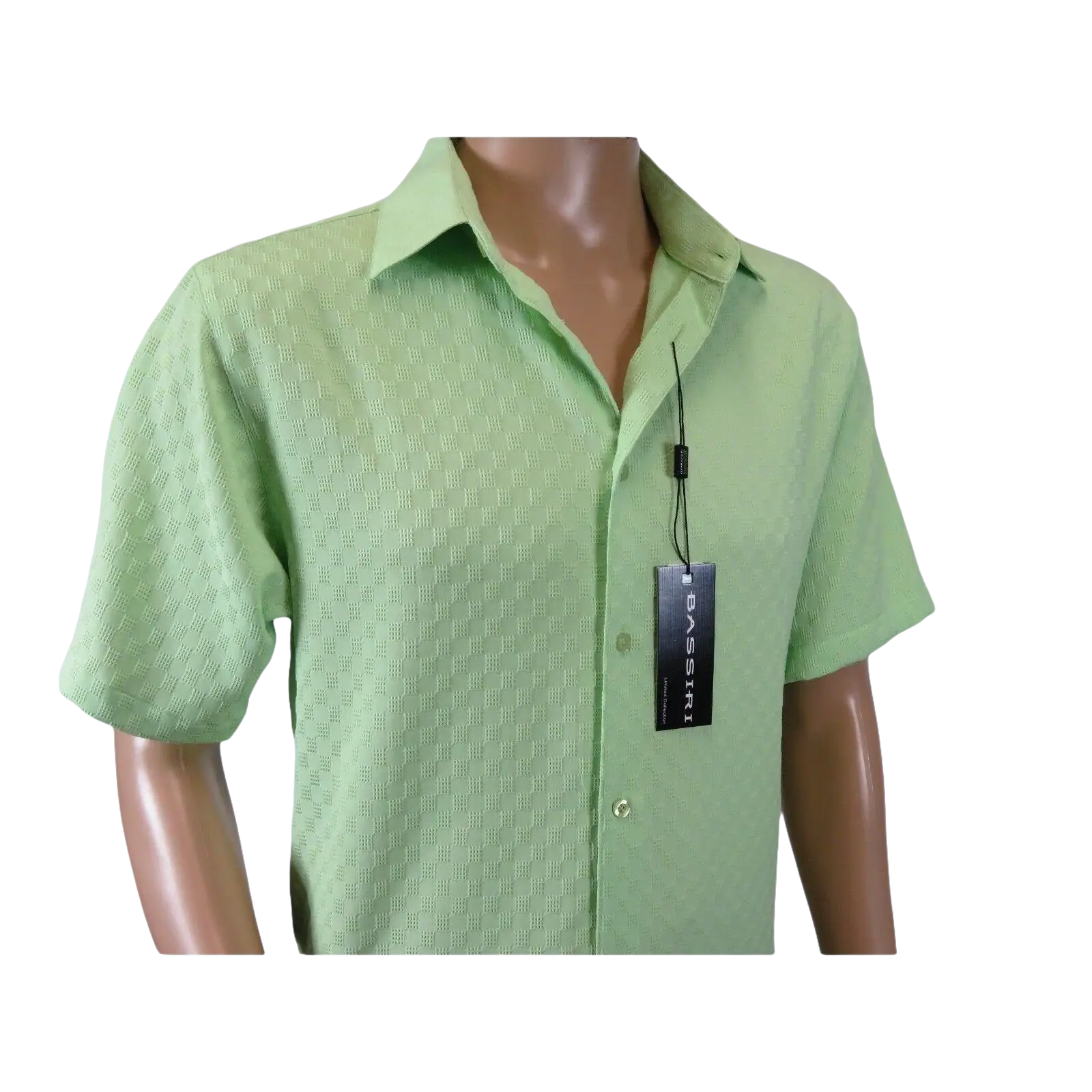 Men Short Sleeve Sport Shirt by BASSIRI Light Weight Soft Microfiber 61991 Green - J.Valintin Men's Wear Legend - 99179