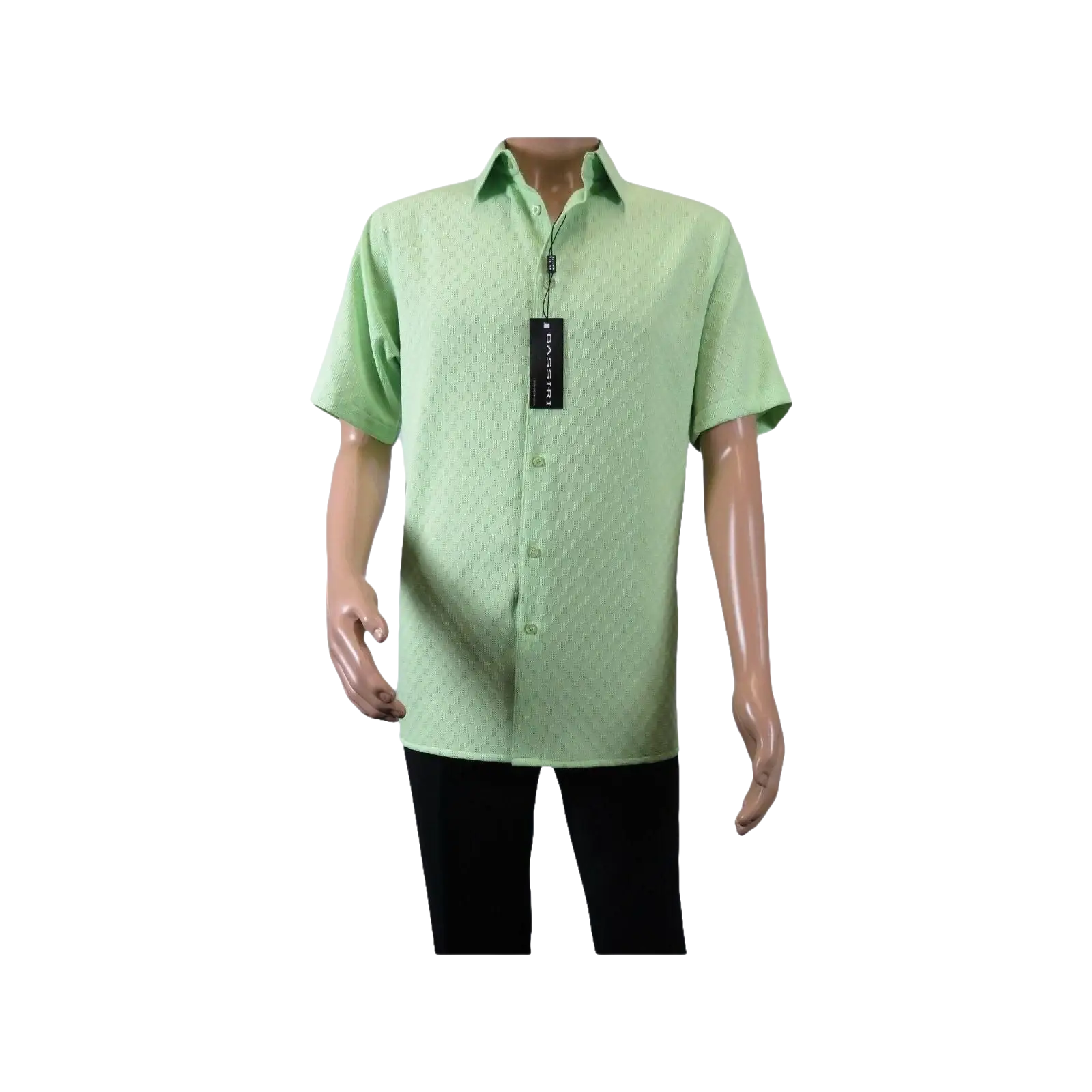 Men Short Sleeve Sport Shirt by BASSIRI Light Weight Soft Microfiber 61991 Green - J.Valintin Men's Wear Legend - 99179