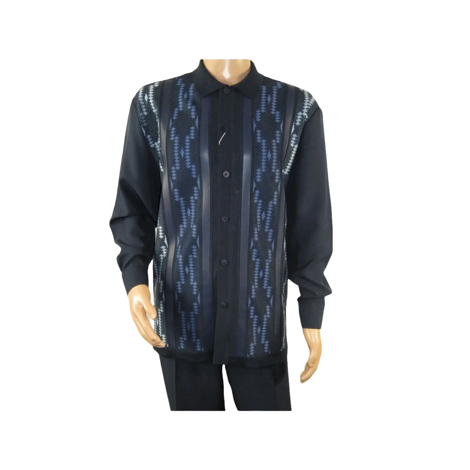 Men Silversilk 2pc Fancy walking leisure suit Italian woven knits 4407 Navy Blue - J.Valintin Men's Wear Legend - 98040