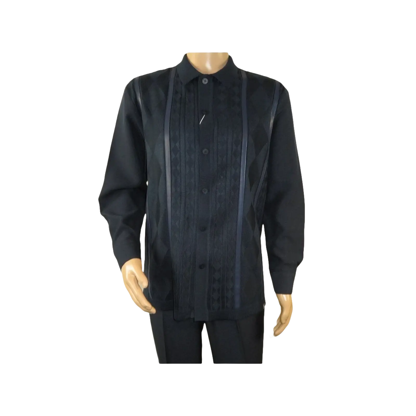 Men Silversilk 2pc Fancy walking leisure suit Italian woven knits 4411 Navy Blue - J.Valintin Men's Wear Legend - 98022