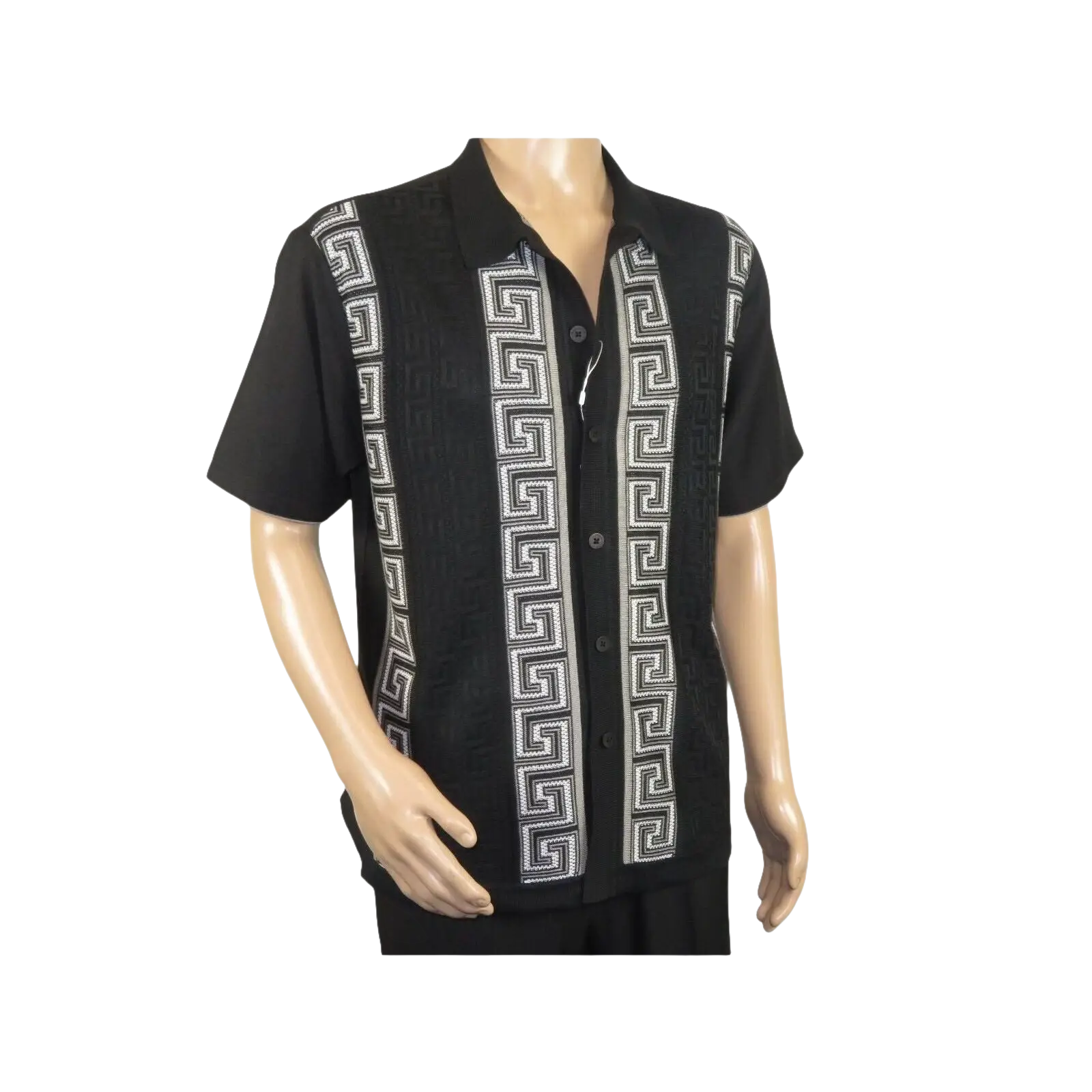 Men Silversilk 2pc walking leisure Matching Suit Italian woven knits 51011 Black - J.Valintin Men's Wear Legend - 100075