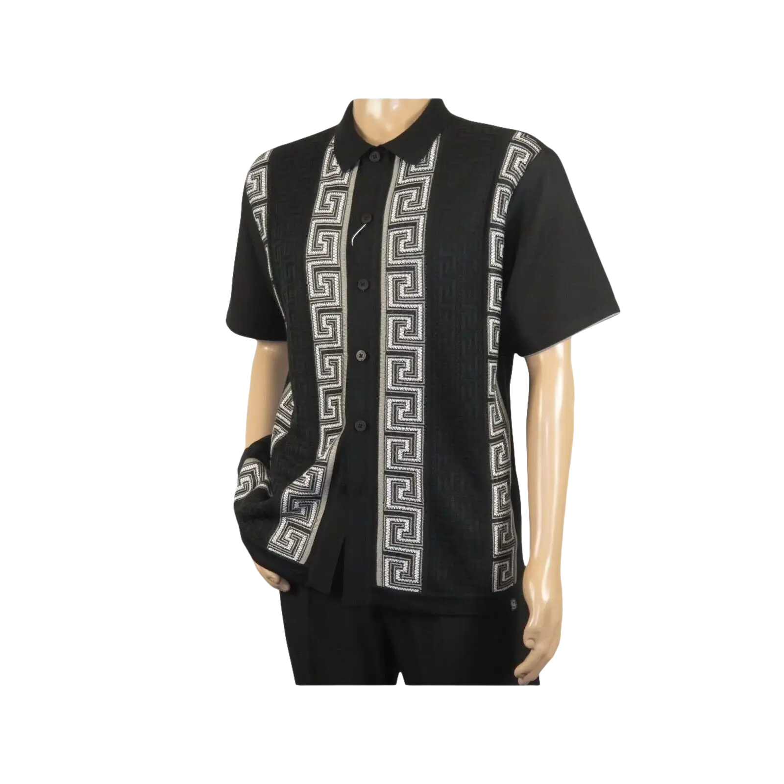 Men Silversilk 2pc walking leisure Matching Suit Italian woven knits 51011 Black - J.Valintin Men's Wear Legend - 100075
