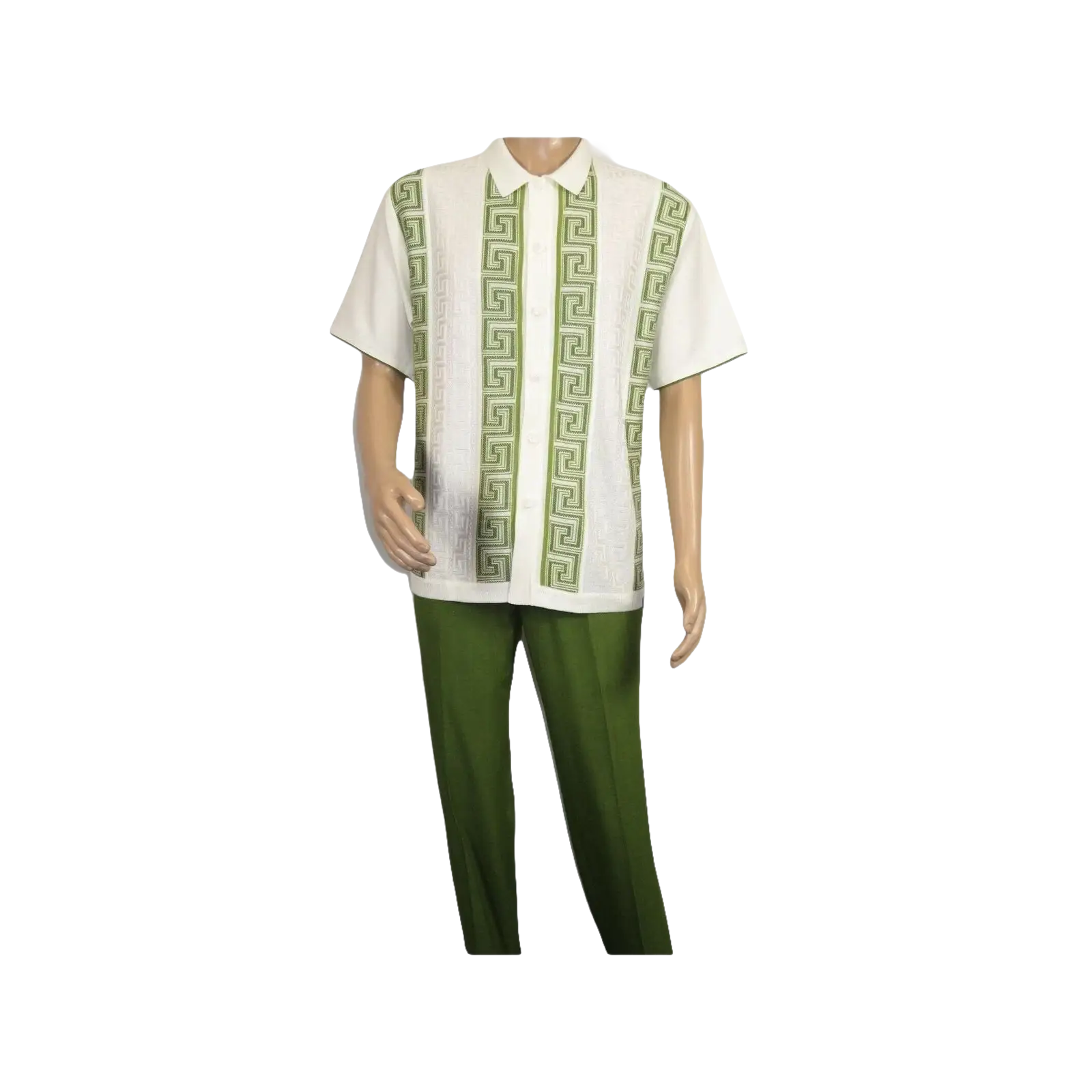 Men Silversilk 2pc walking leisure Matching Suit Italian woven knits 51011 Green - J.Valintin Men's Wear Legend - 100081