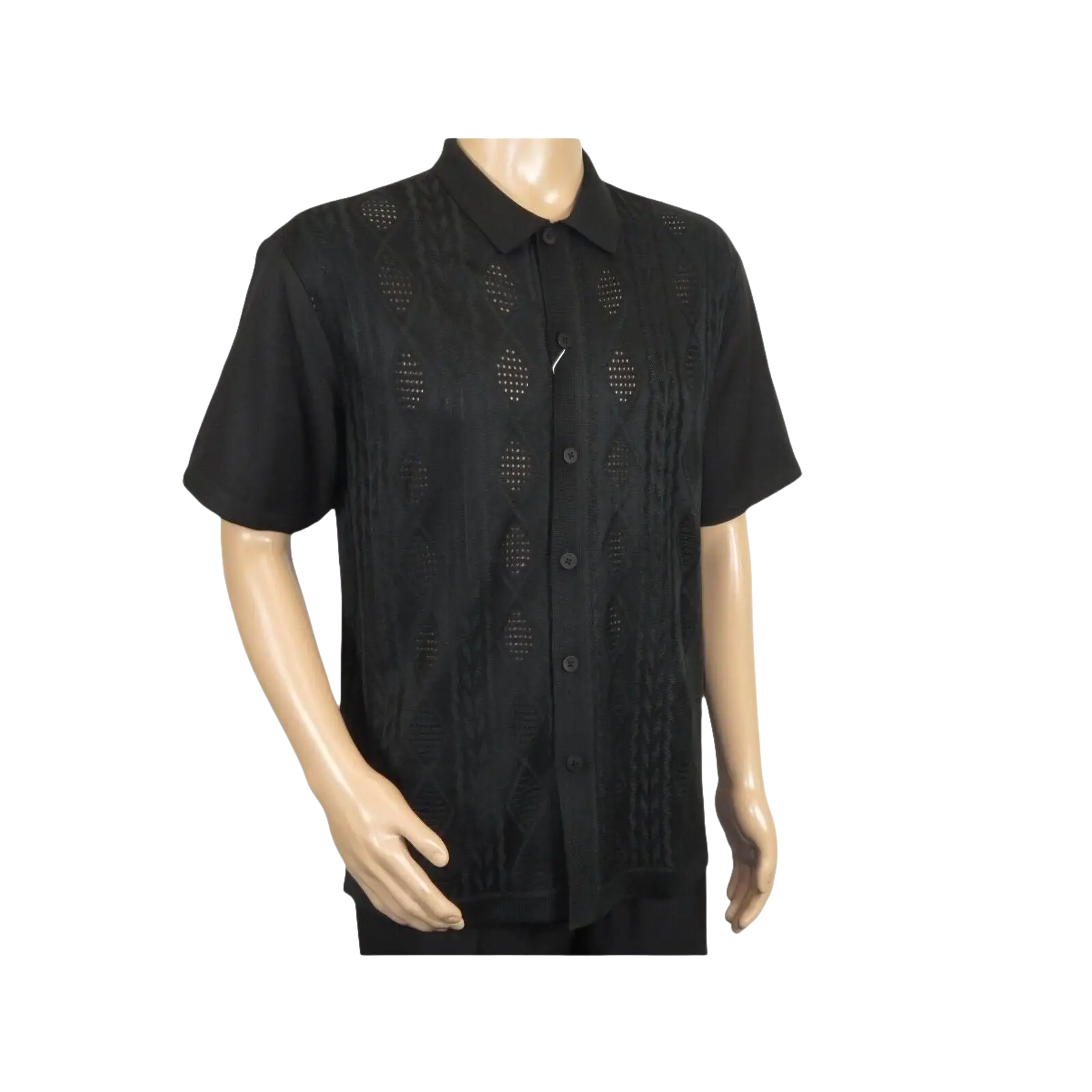 Men Silversilk 2pc walking leisure Matching Suit Italian woven knits 51016 Black - J.Valintin Men's Wear Legend - 100087
