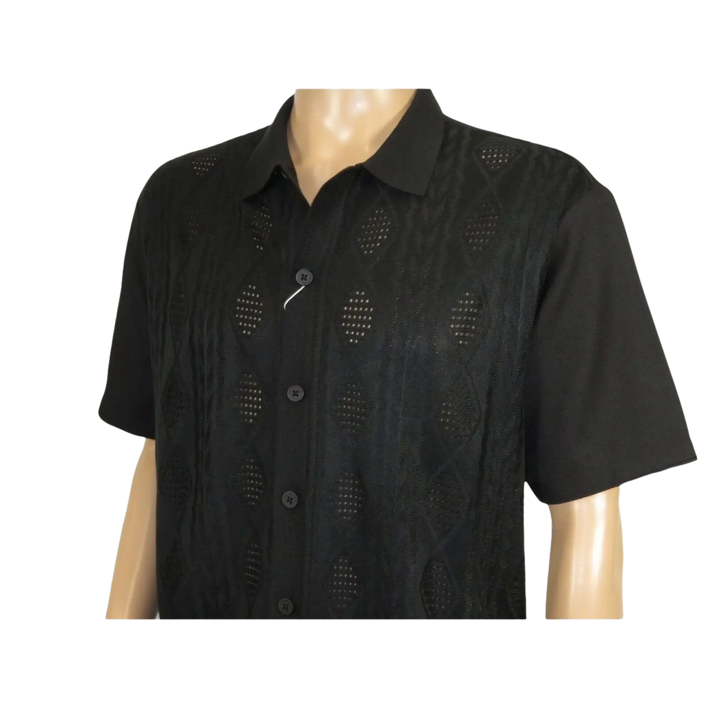 Men Silversilk 2pc walking leisure Matching Suit Italian woven knits 51016 Black - J.Valintin Men's Wear Legend - 100087