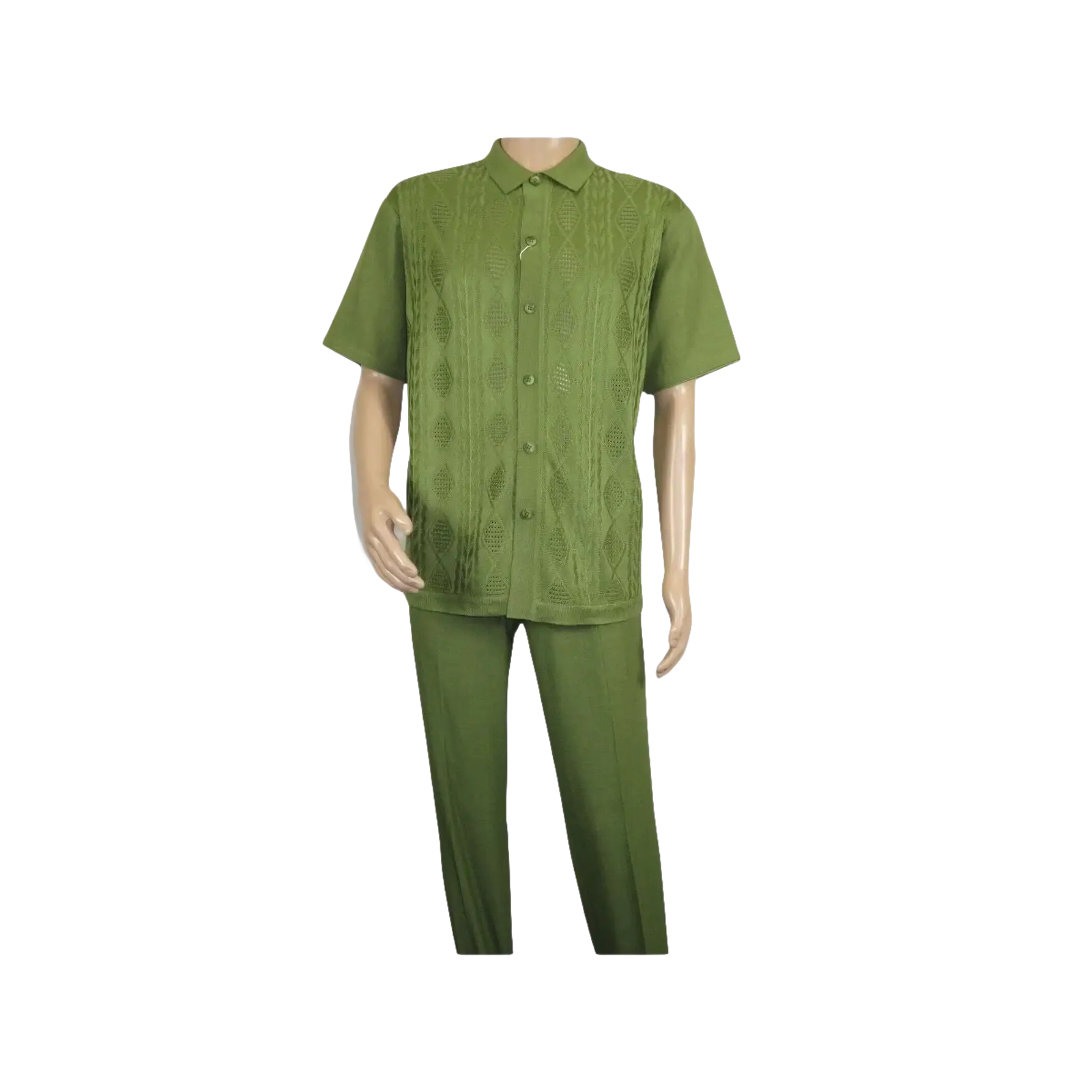 Men Silversilk 2pc walking leisure Matching Suit Italian woven knits 51016 Green - J.Valintin Men's Wear Legend - 100105