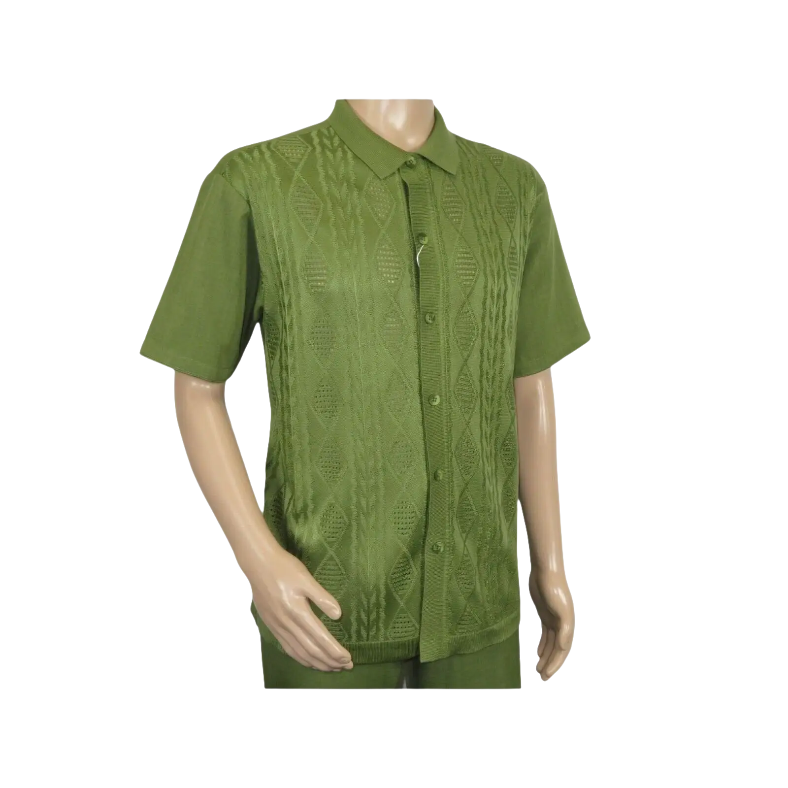 Men Silversilk 2pc walking leisure Matching Suit Italian woven knits 51016 Green - J.Valintin Men's Wear Legend - 100105